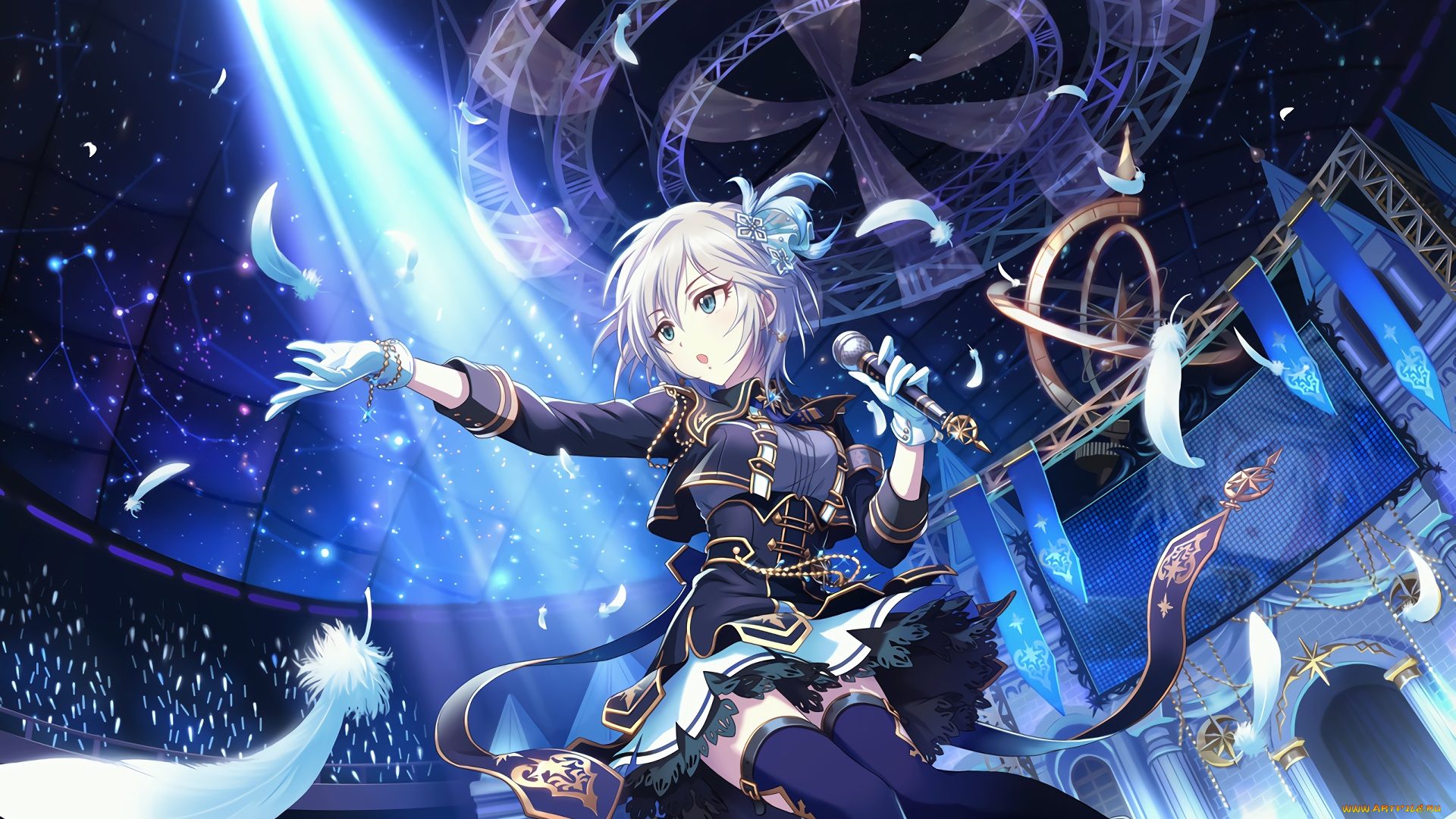 аниме, idolm@ster, взгляд, девушка, фон