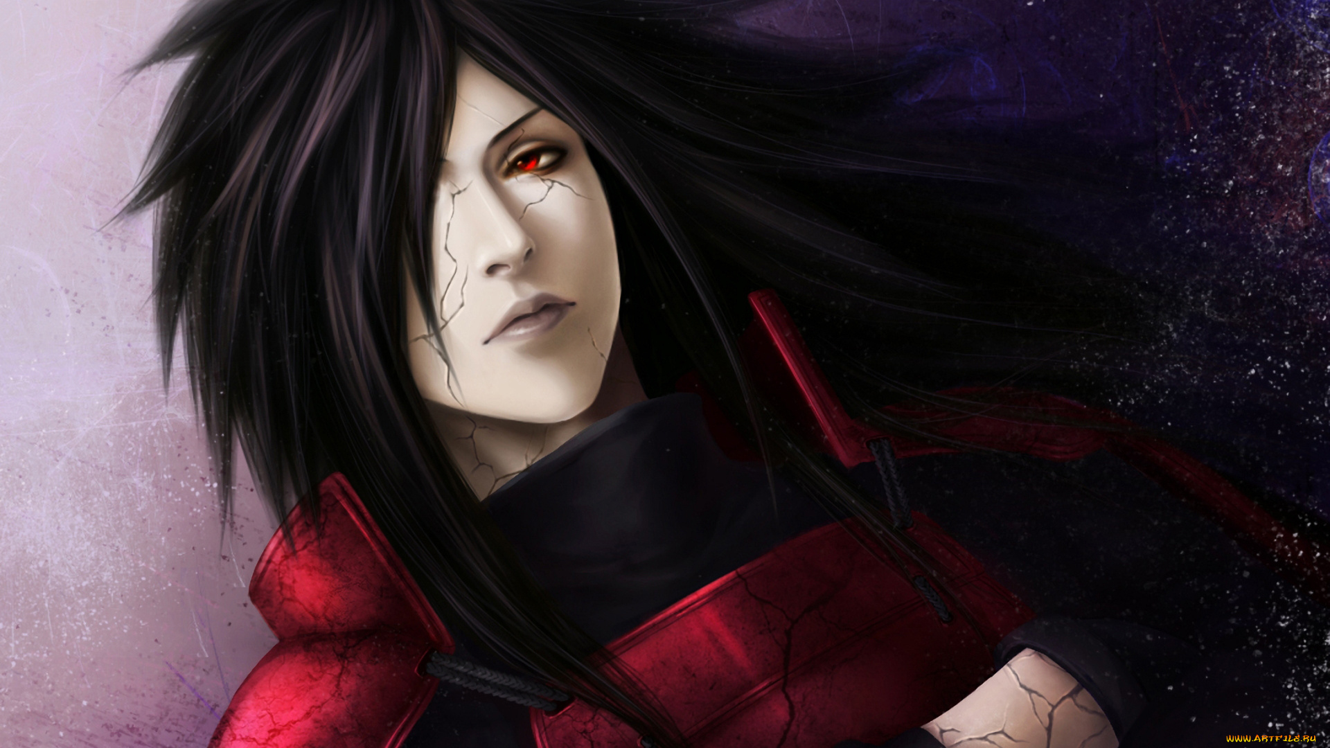 аниме, naruto, взгляд, доспехи, учиха, мадара, трещины