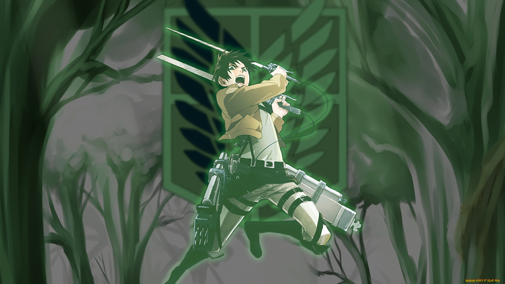 аниме, shingeki, no, kyojin, атака, титанов