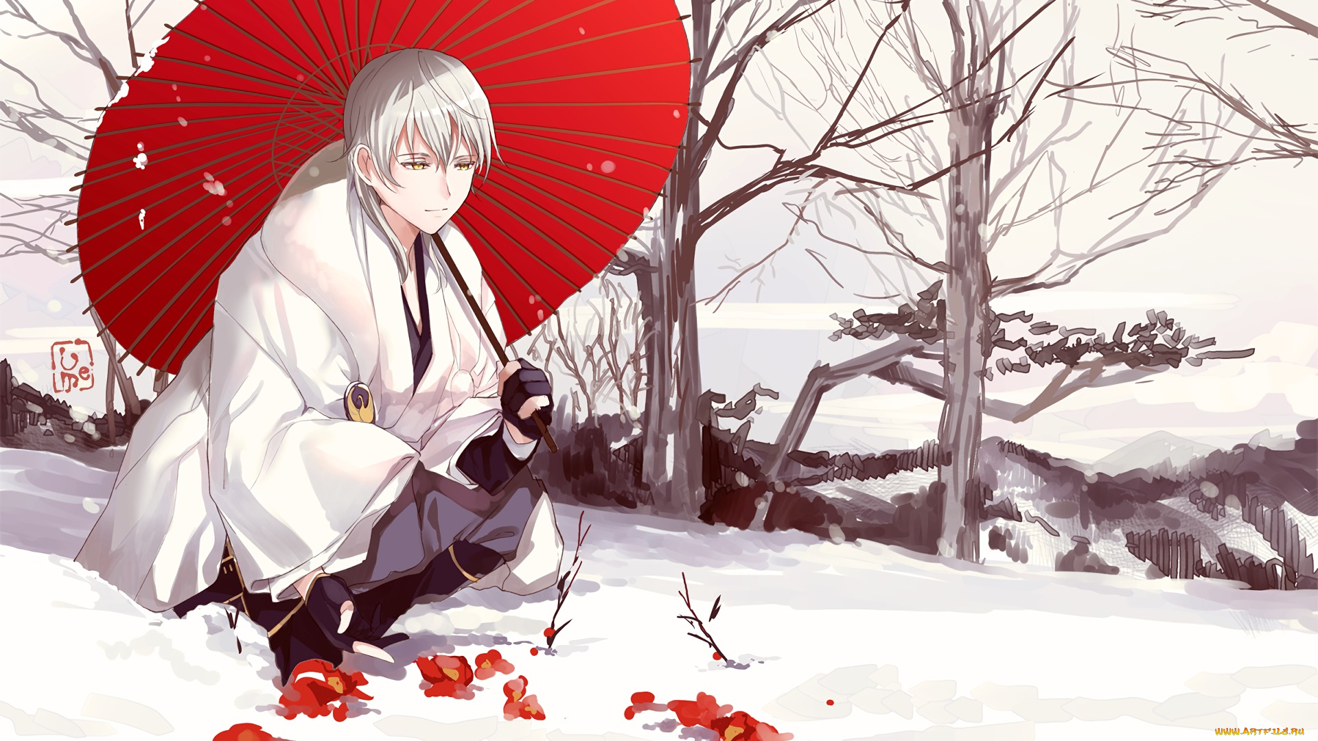 аниме, touhou, взгляд, девушка, фон