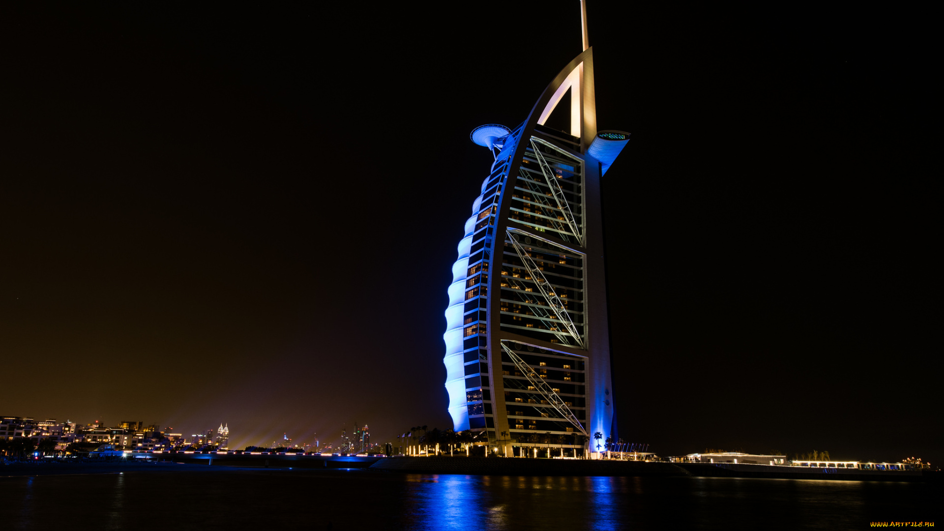 burj, al, arab, at, night, города, дубай, , оаэ, парус, отель