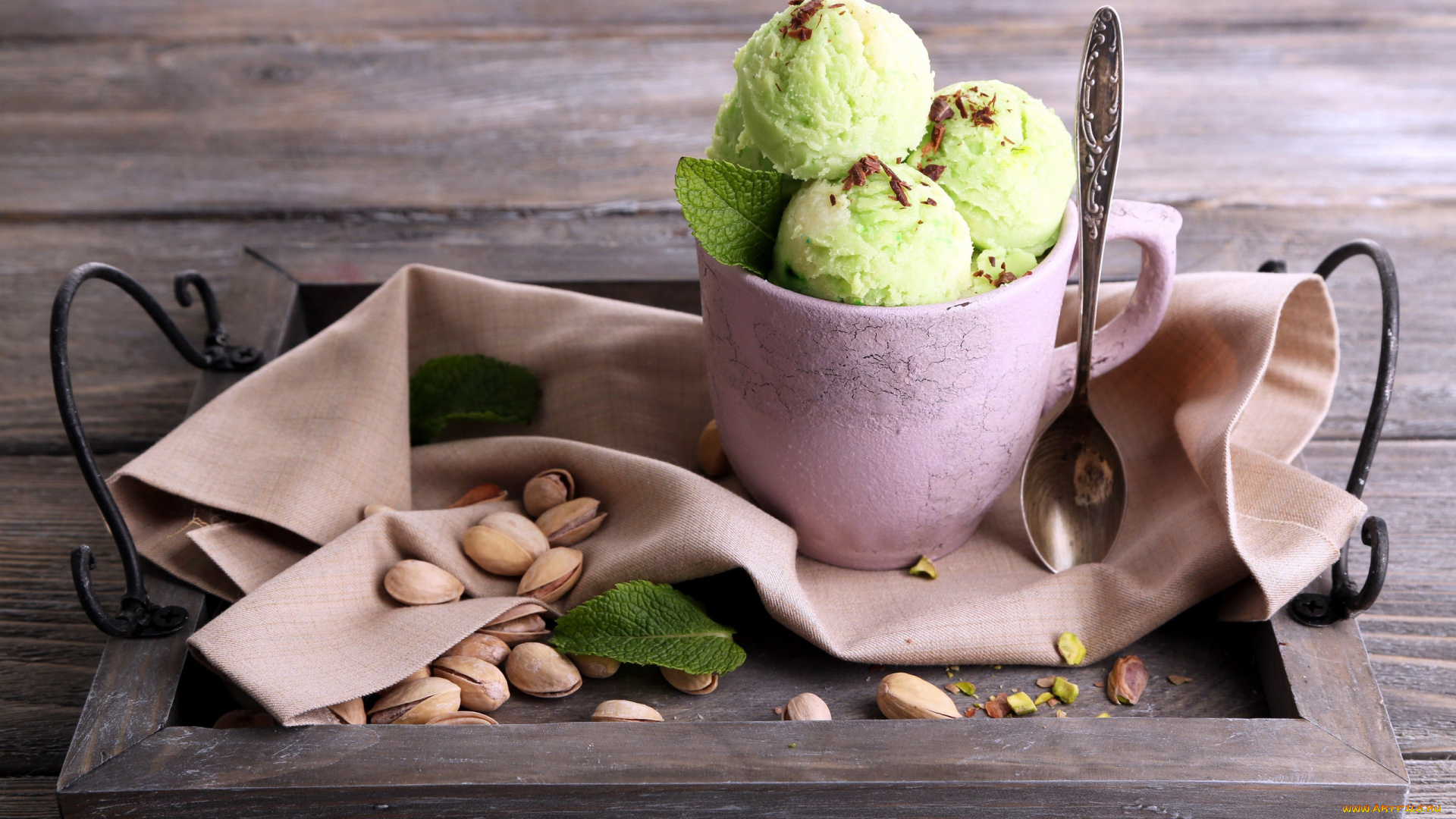 еда, мороженое, , десерты, мята, фисташки, орехи