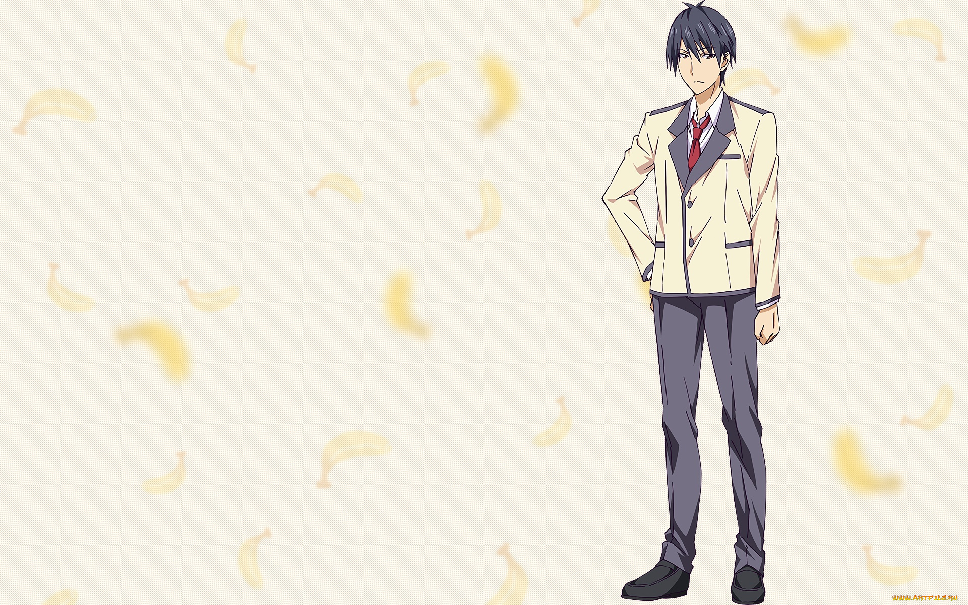 aho, girl, аниме, взгляд, фон, парень