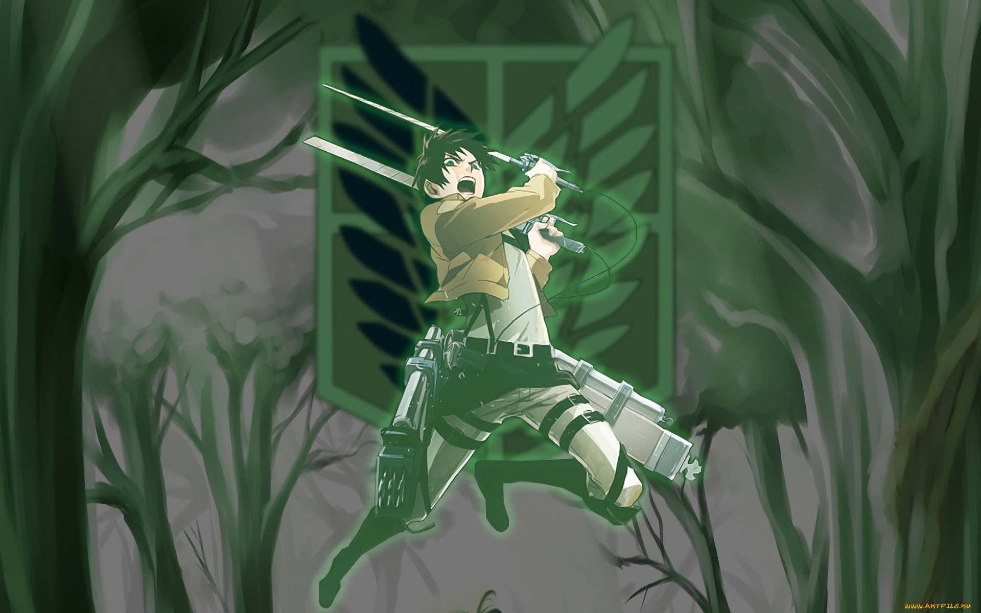 аниме, shingeki, no, kyojin, атака, титанов