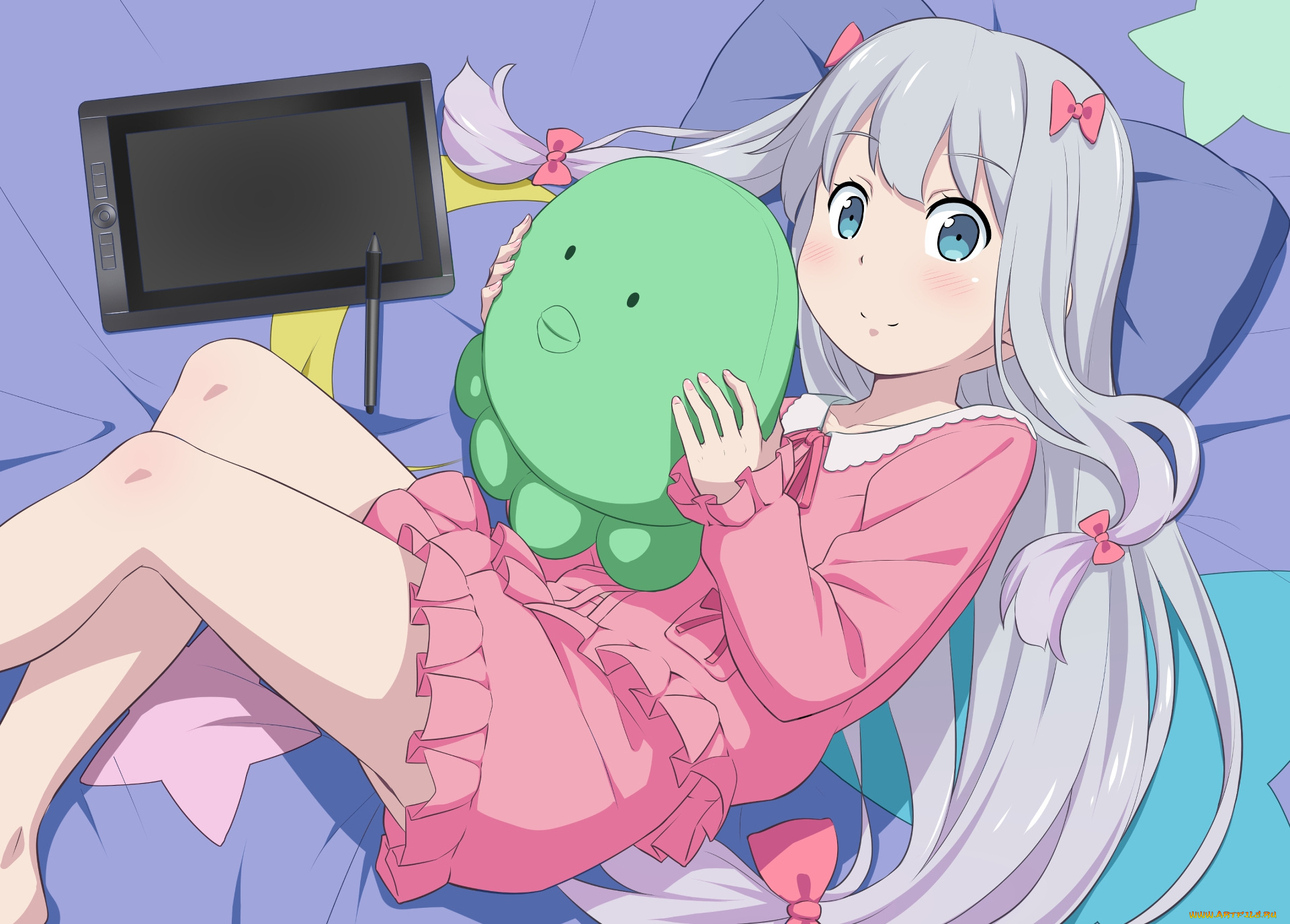аниме, eromanga-sensei, девушка, взгляд, фон