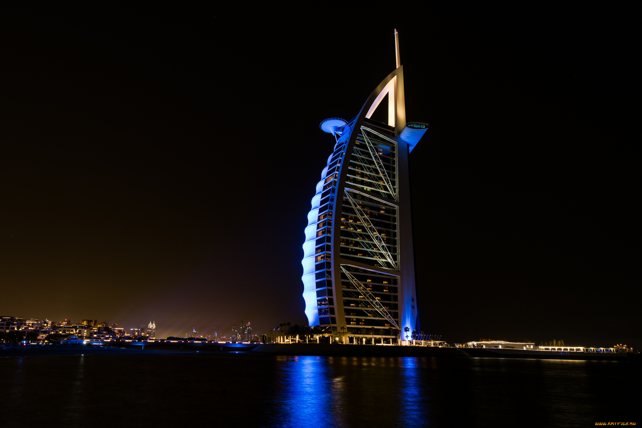 burj, al, arab, at, night, города, дубай, , оаэ, парус, отель