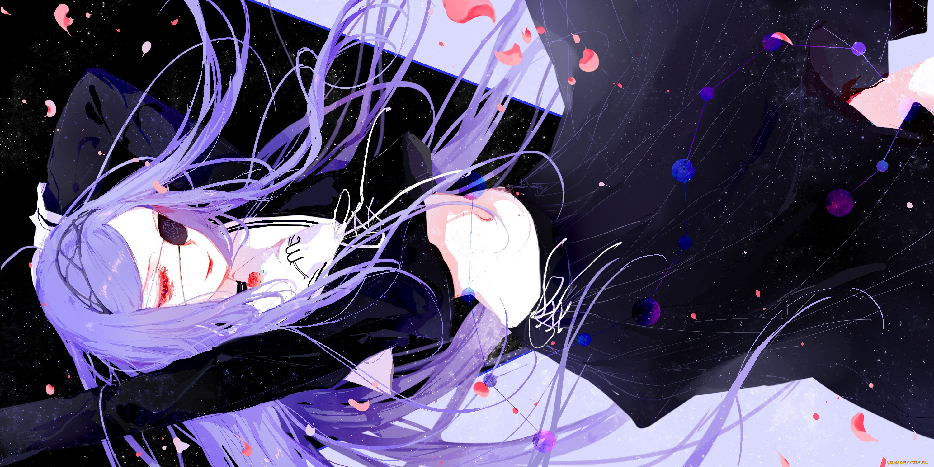 аниме, unknown, , другое, падение, демон, красные, глаза