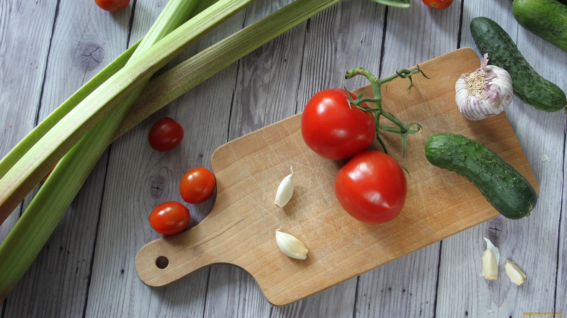еда, овощи, чеснок, помидоры, зелень, томаты, огурцы