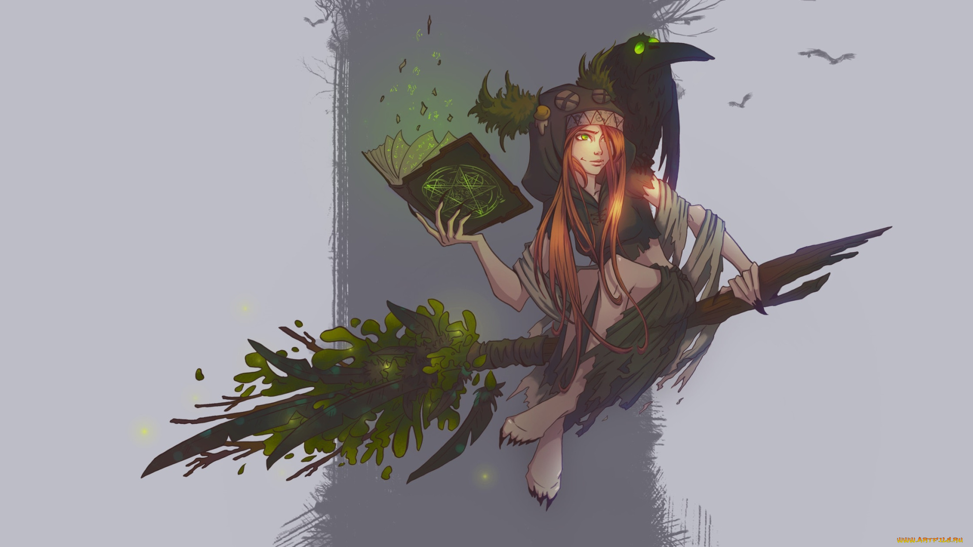 фэнтези, магия, фентези, concept, art, -, witch, метла, арт, elena, darvina, помело, ведьма, книга