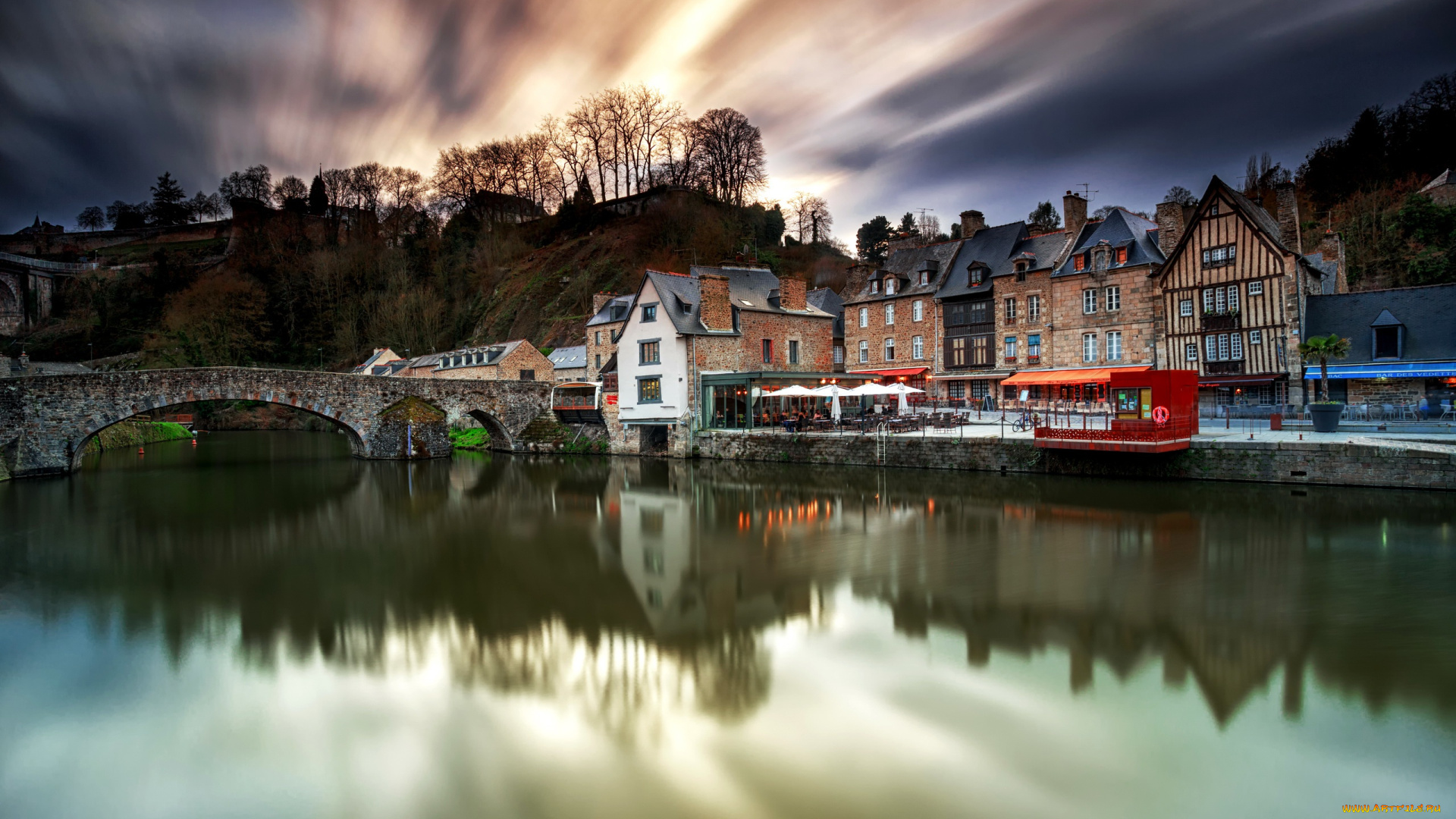 города, -, мосты, dinan, old, city, bretagne