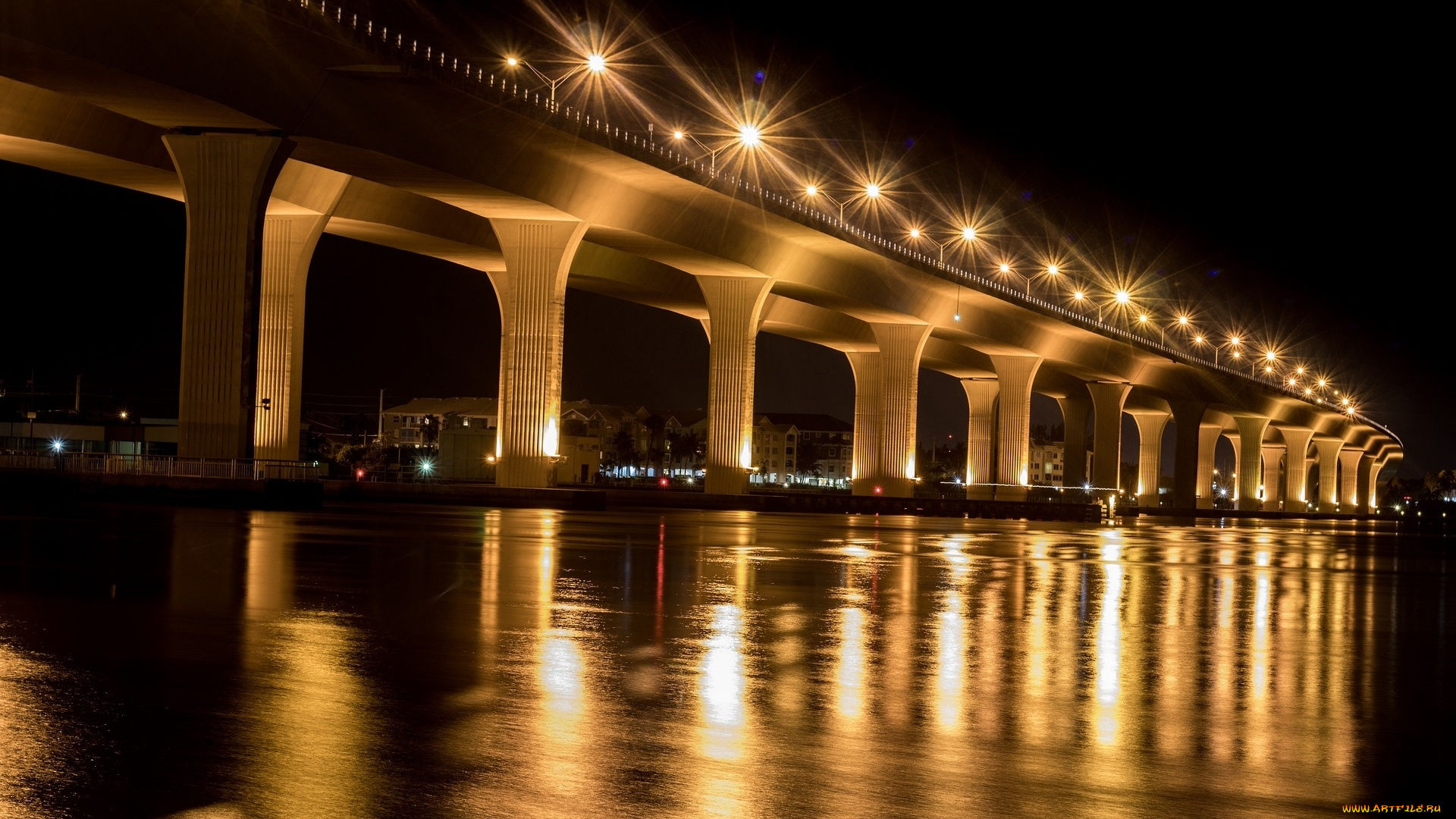 города, -, мосты, мост, ночной