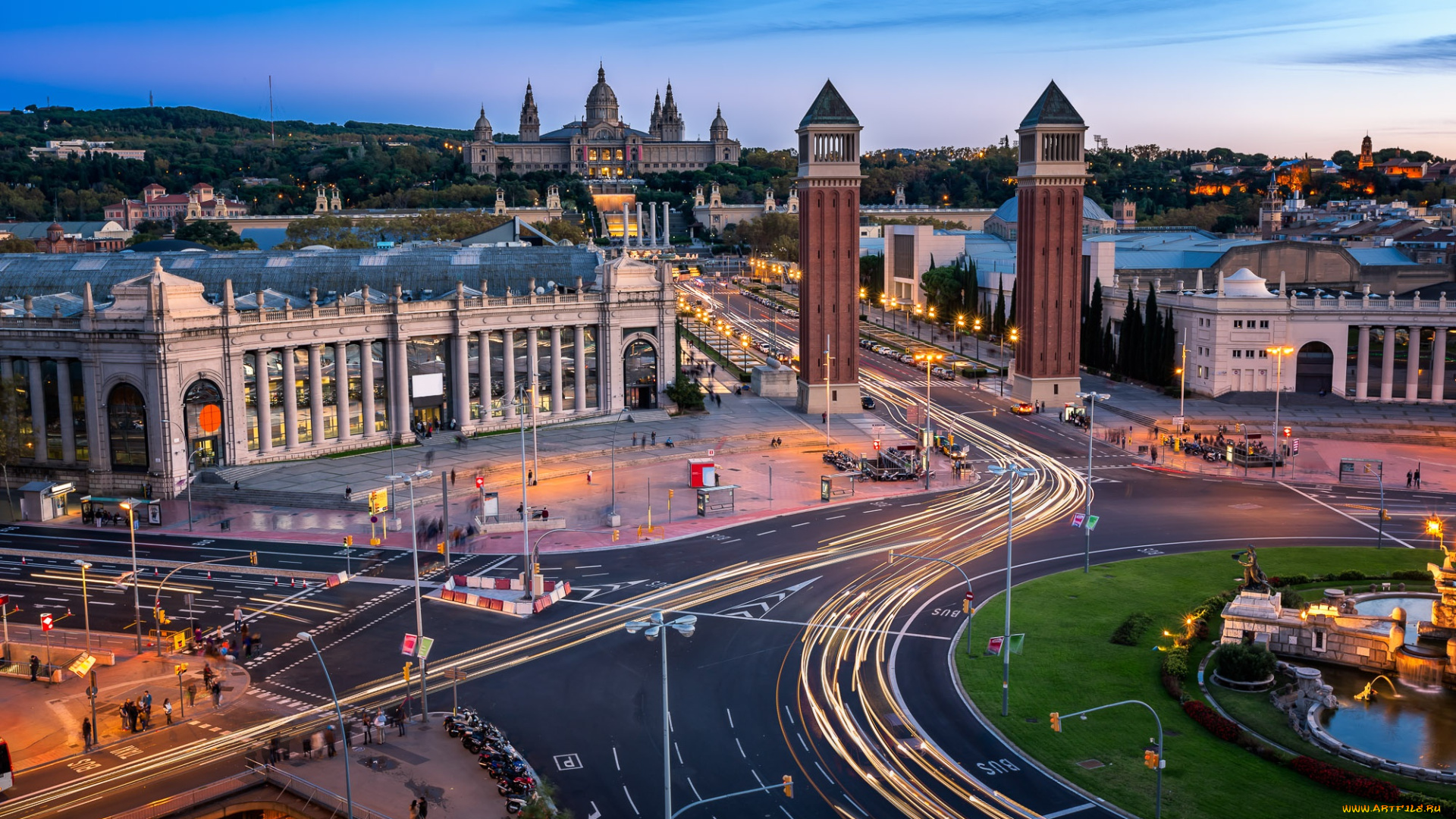 города, барселона, , испания, барселона, архитектура, башни, дорога