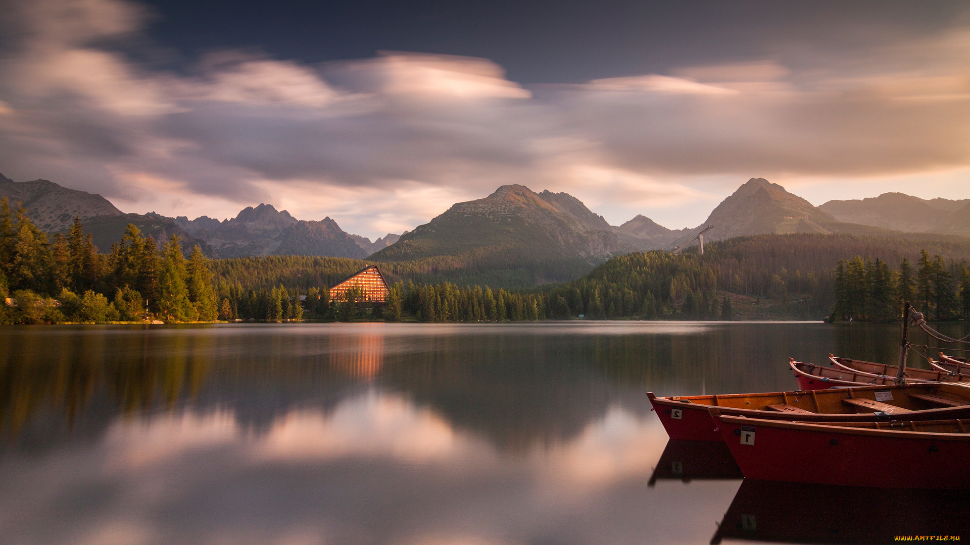 корабли, лодки, , шлюпки, горы, лес, вода, озеро, пейзажи, природа