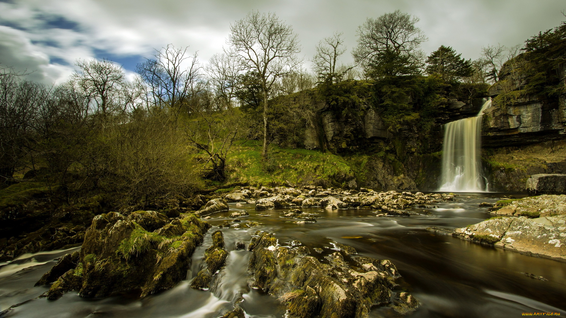 природа, водопады, лес, вода