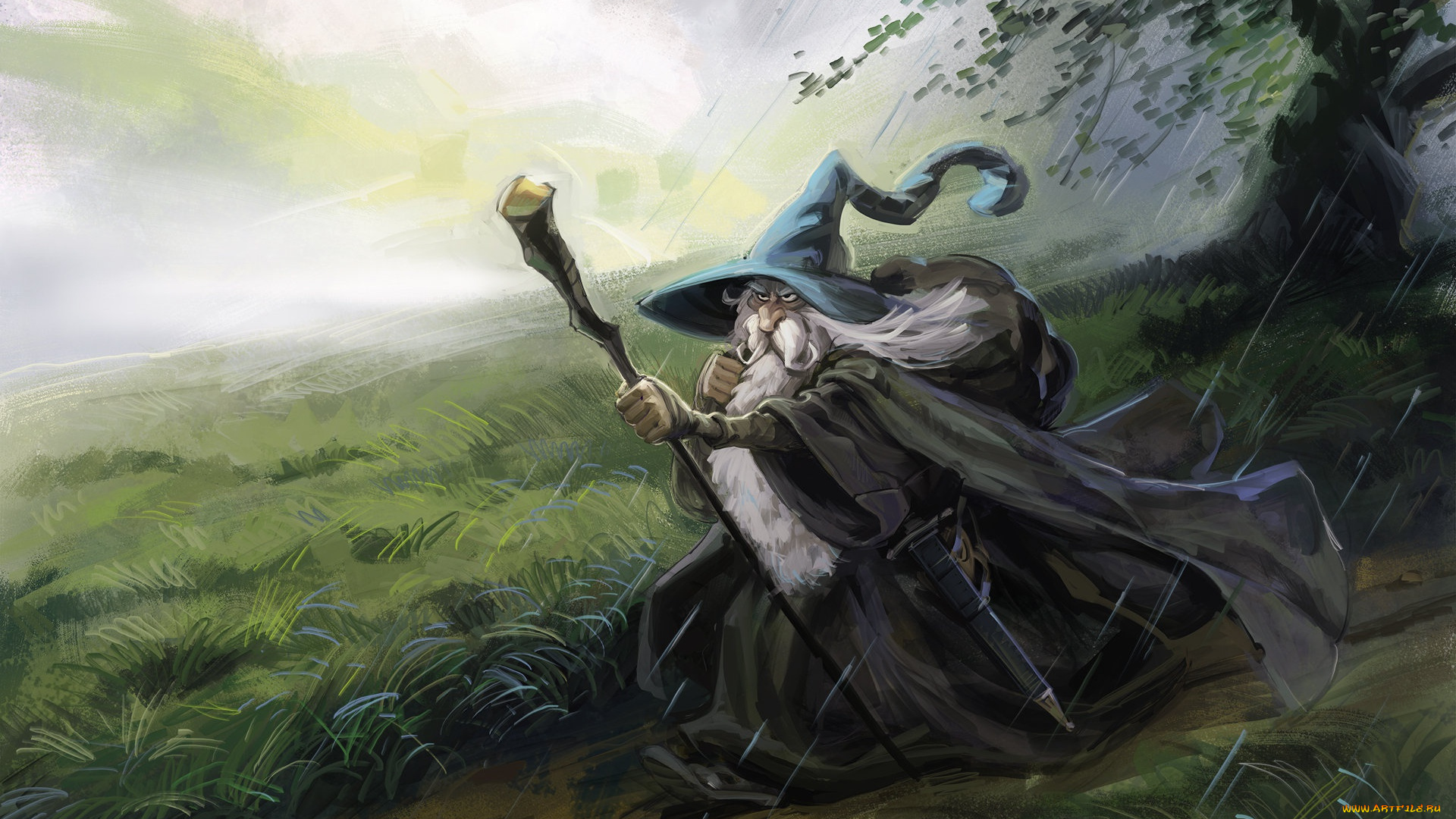 рисованное, кино, гэндальф, gandalf, the, grey, study, enrique, rivera, фэнтези, арт, властелин, колец