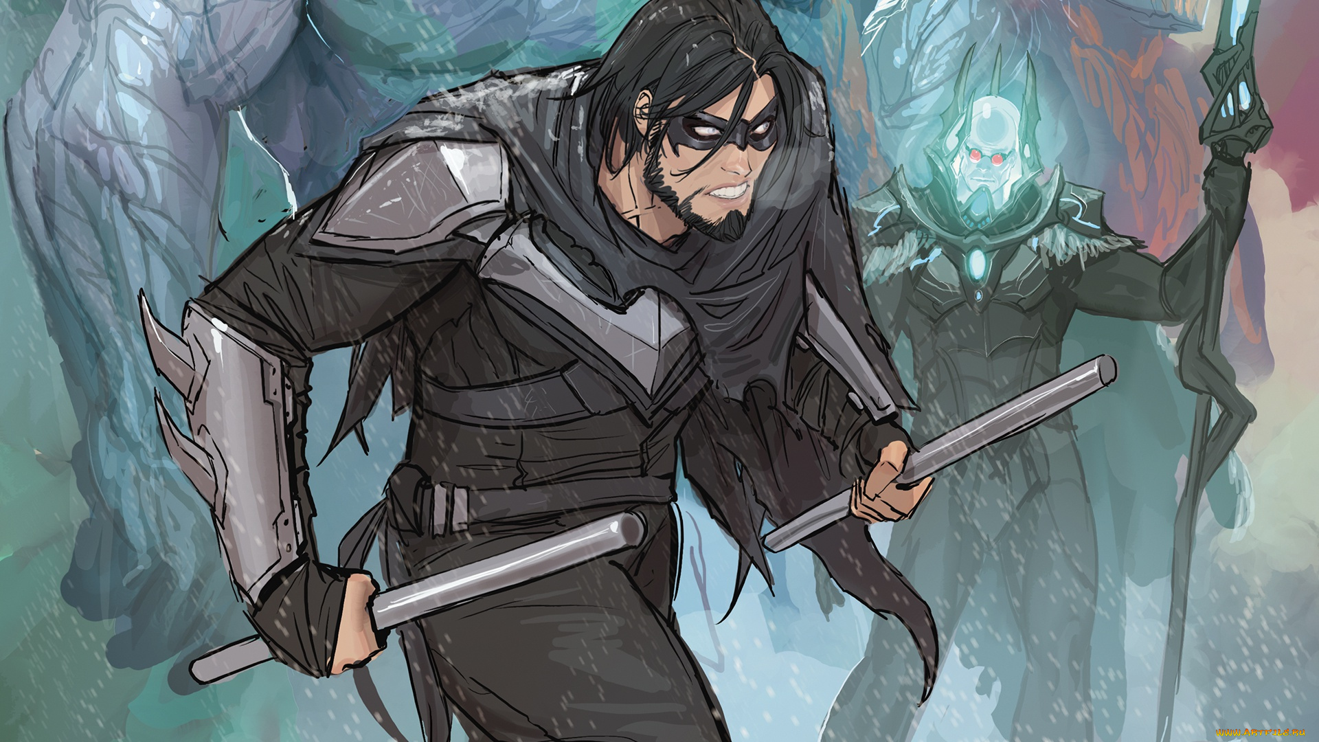 рисованное, комиксы, supervillain, villain, борода, superhero, снег, snow