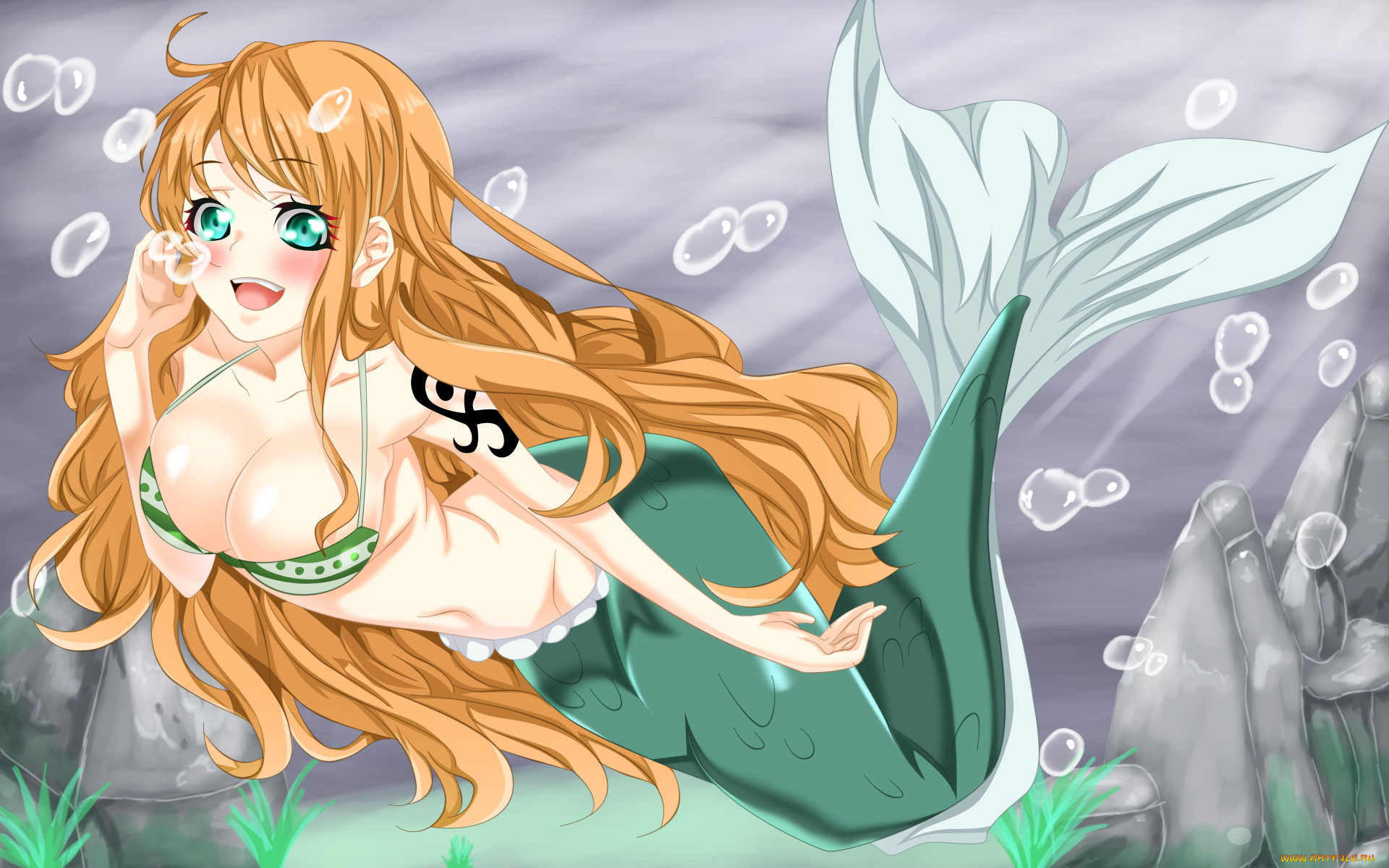 аниме, животные, , существа, девушка, фон, хвост