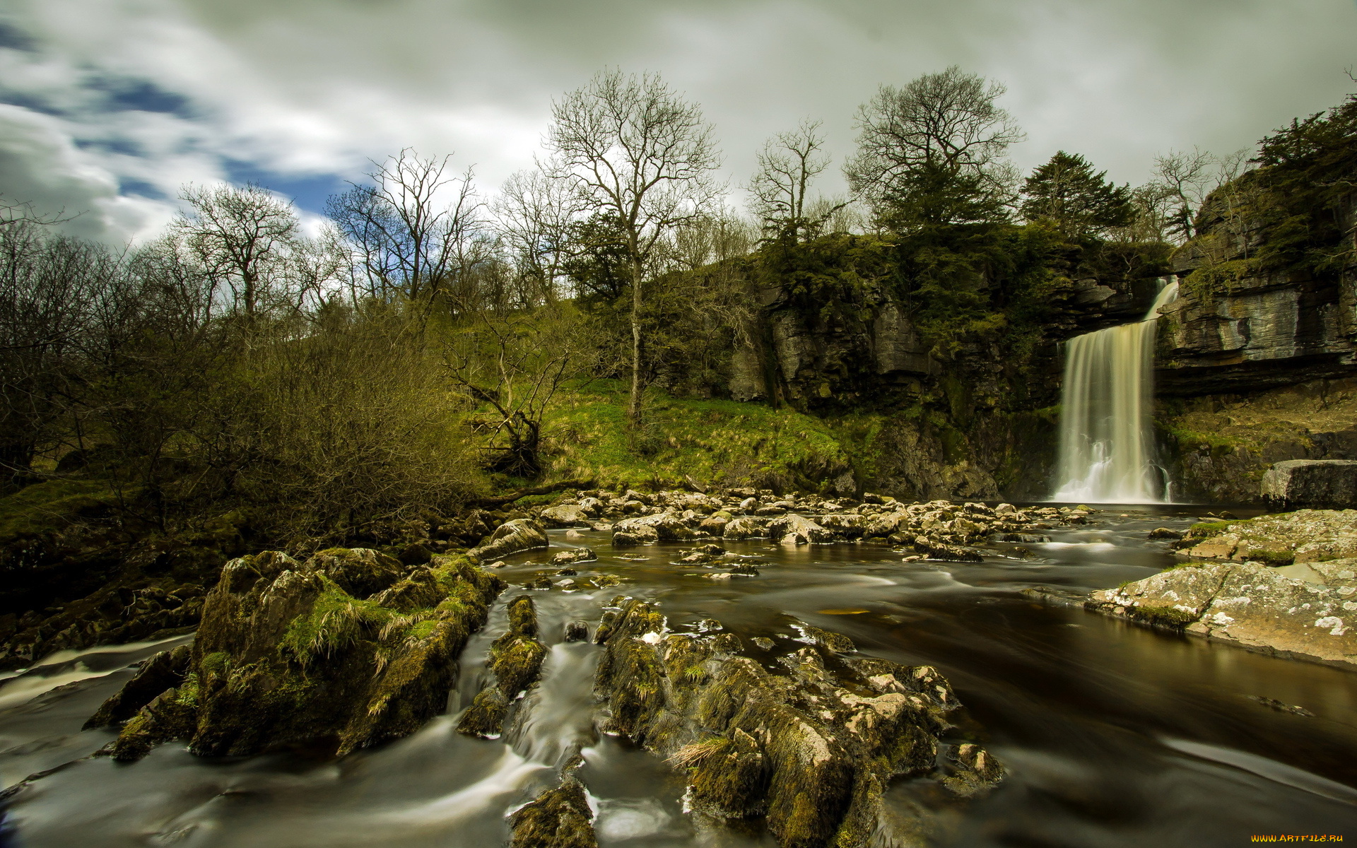 природа, водопады, лес, вода