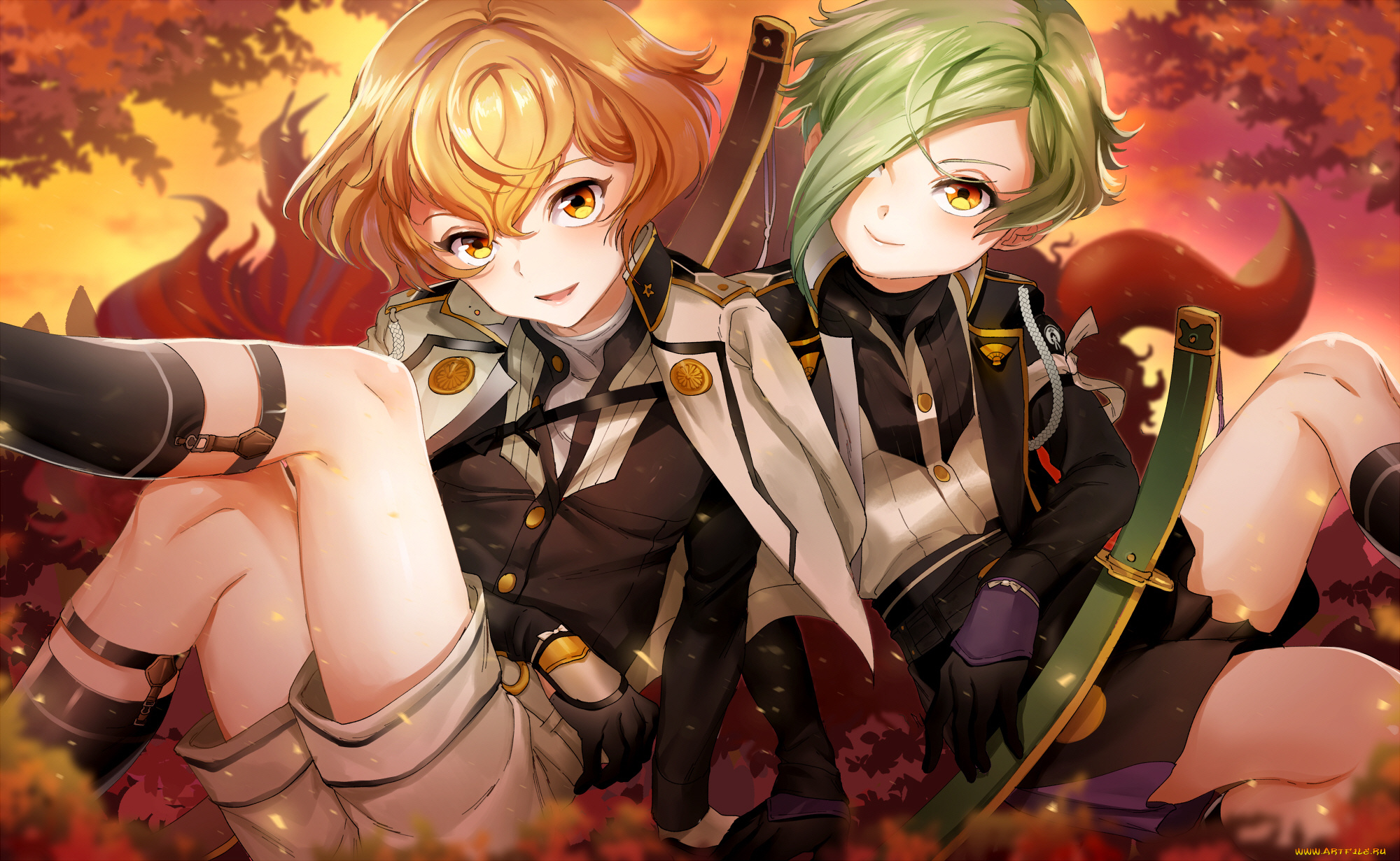 аниме, touken, ranbu, девушка, парень