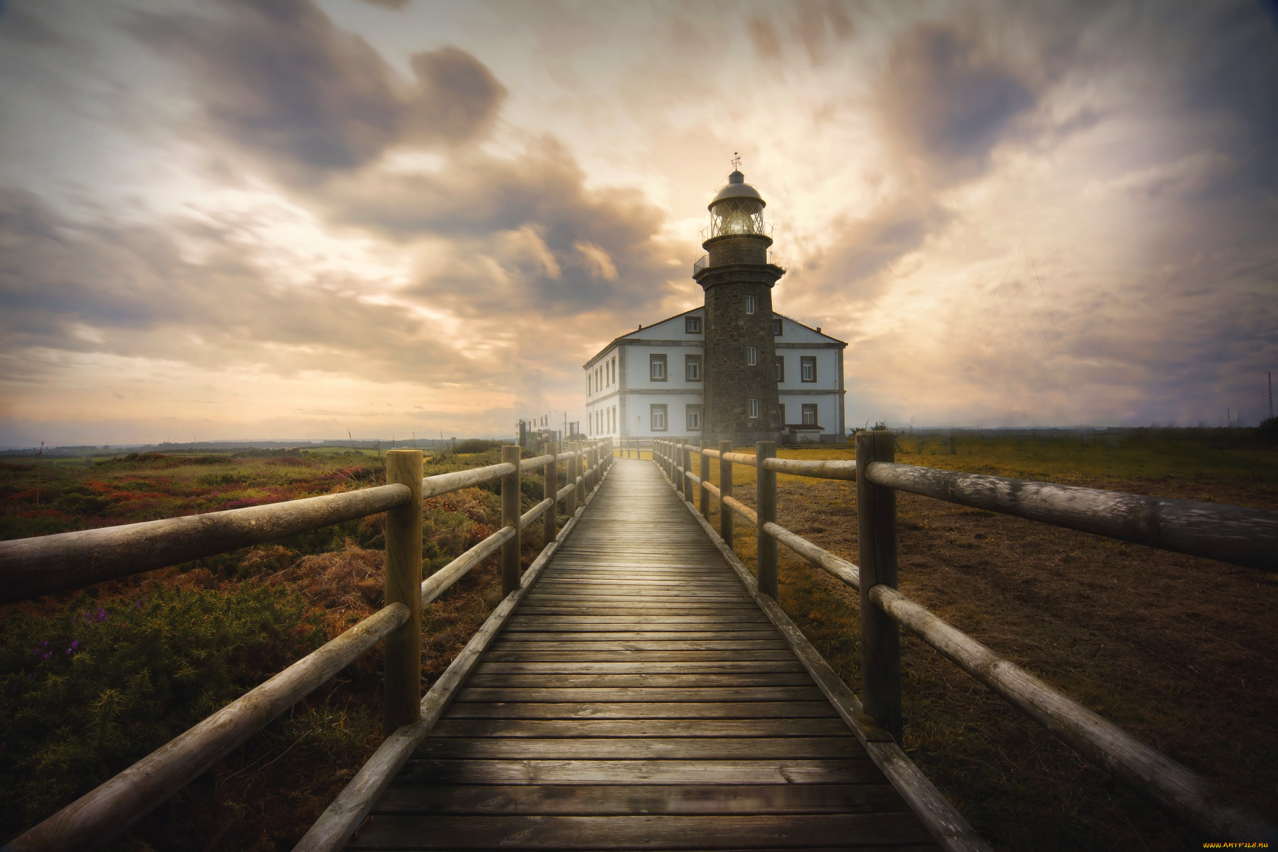 природа, маяки, faro, cabo, de, penas, sky, aviles, lighthouse