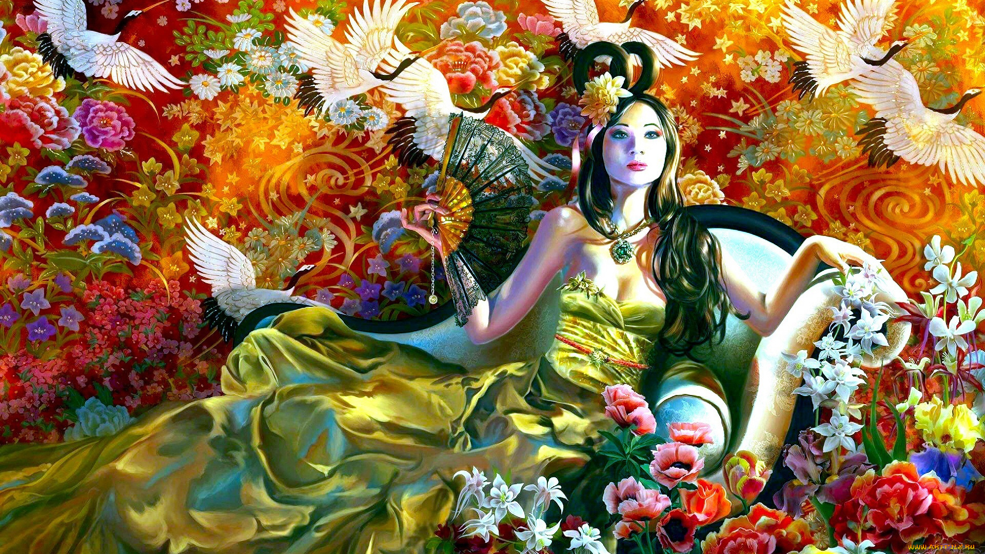 рисованное, люди, девушка