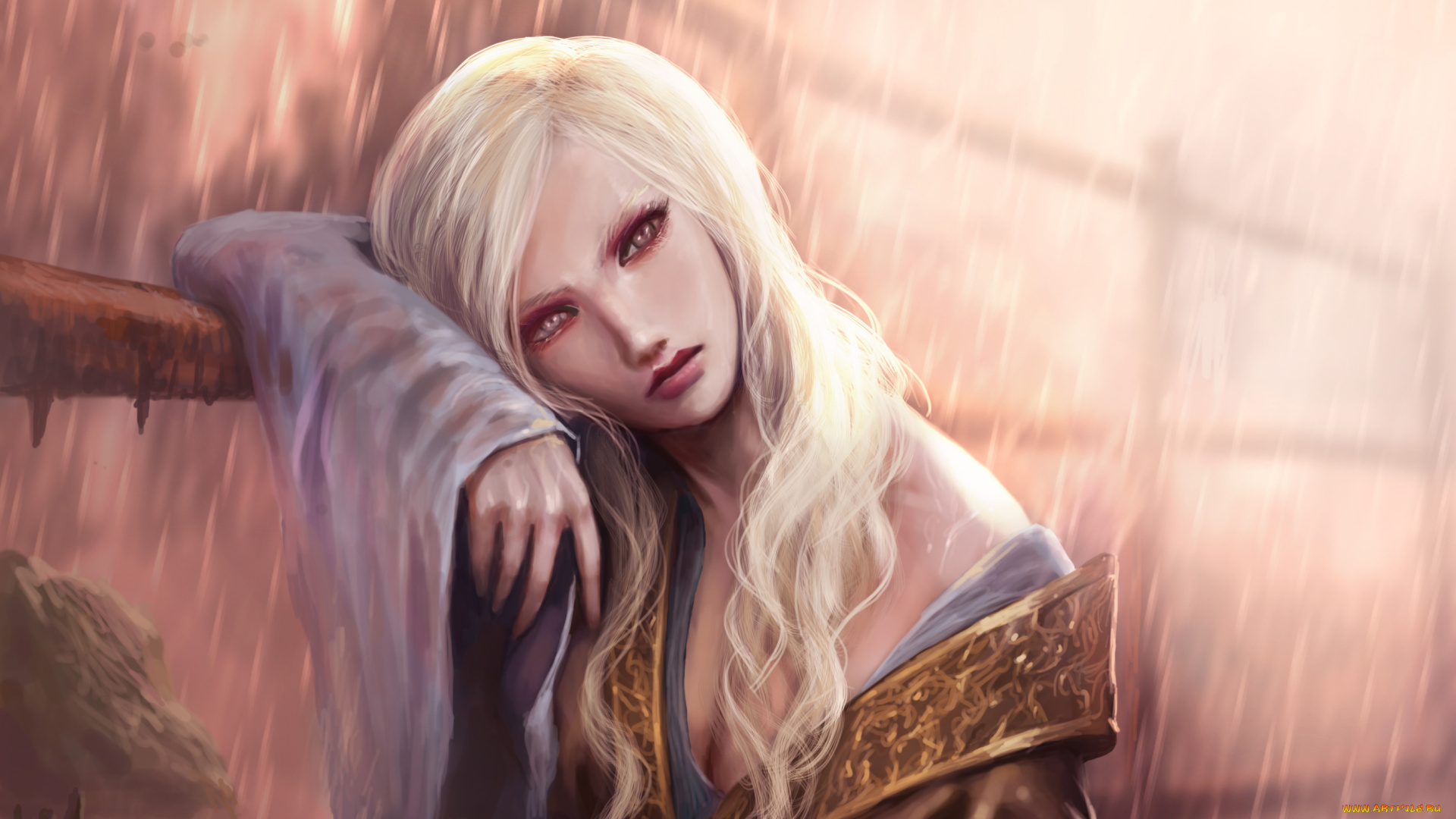 фэнтези, девушки, девушка, фон, взгляд, дождь