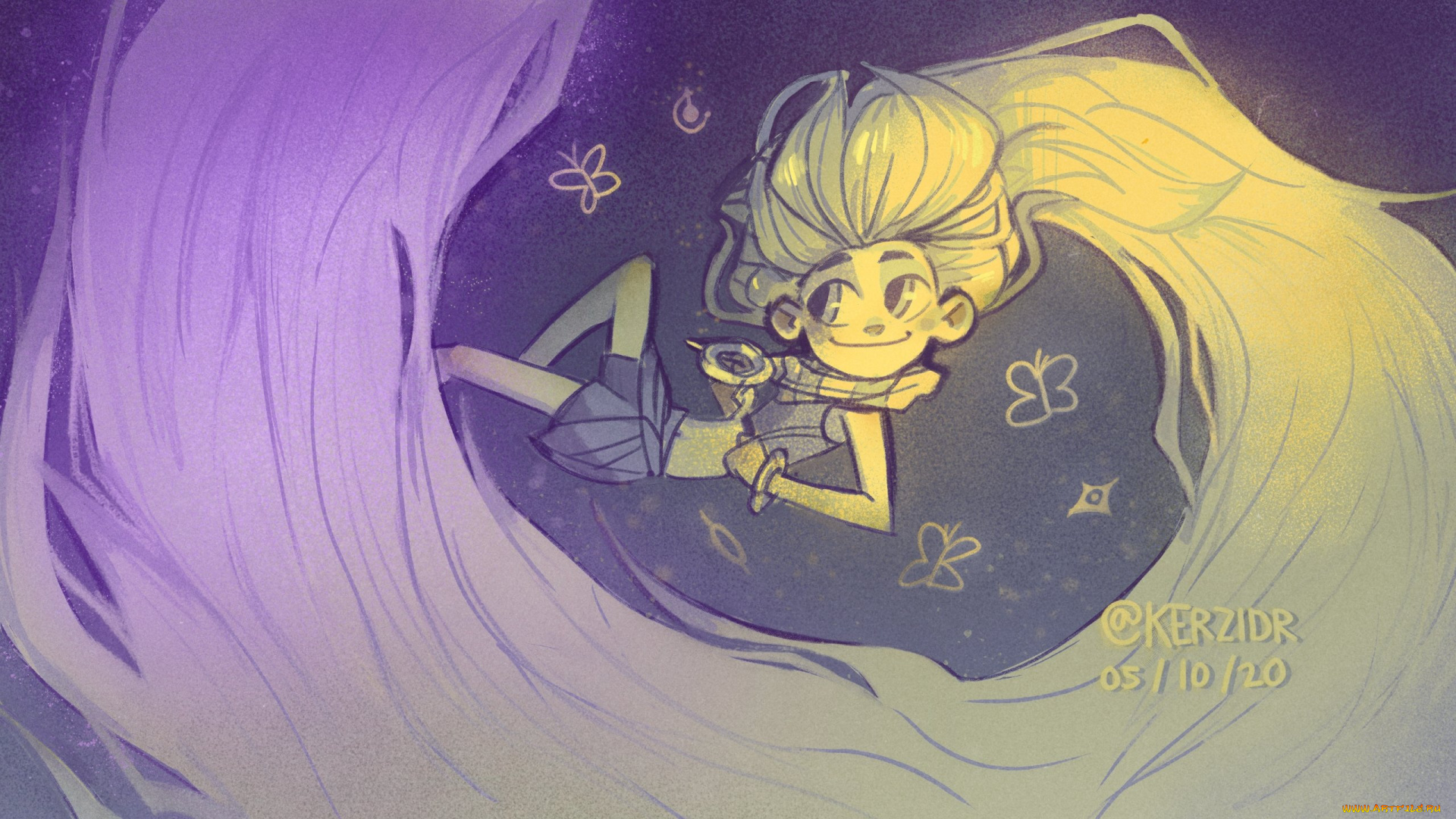 видео, игры, league, of, legends, девочка, волосы, бабочки