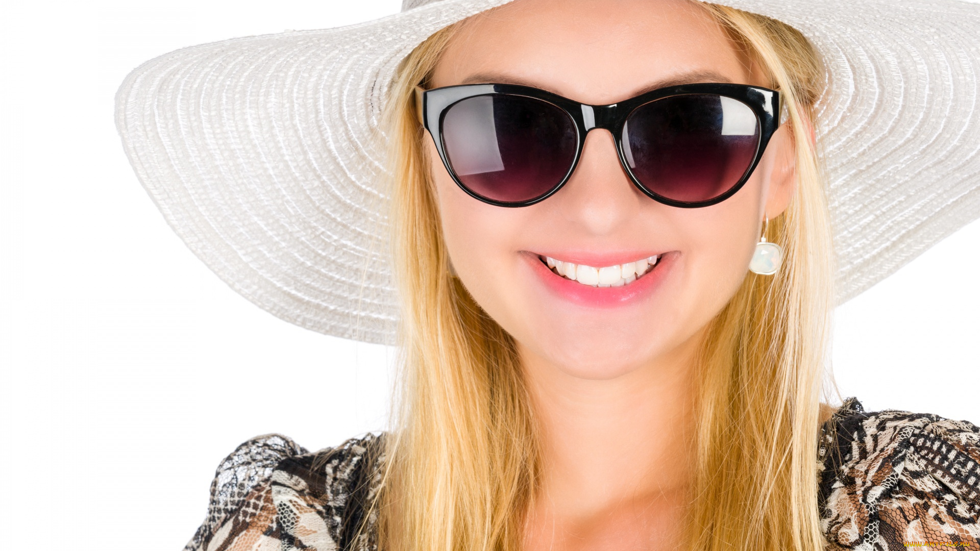 девушки, -, блондинки, , светловолосые, блондинка, улыбка, шляпа, очки
