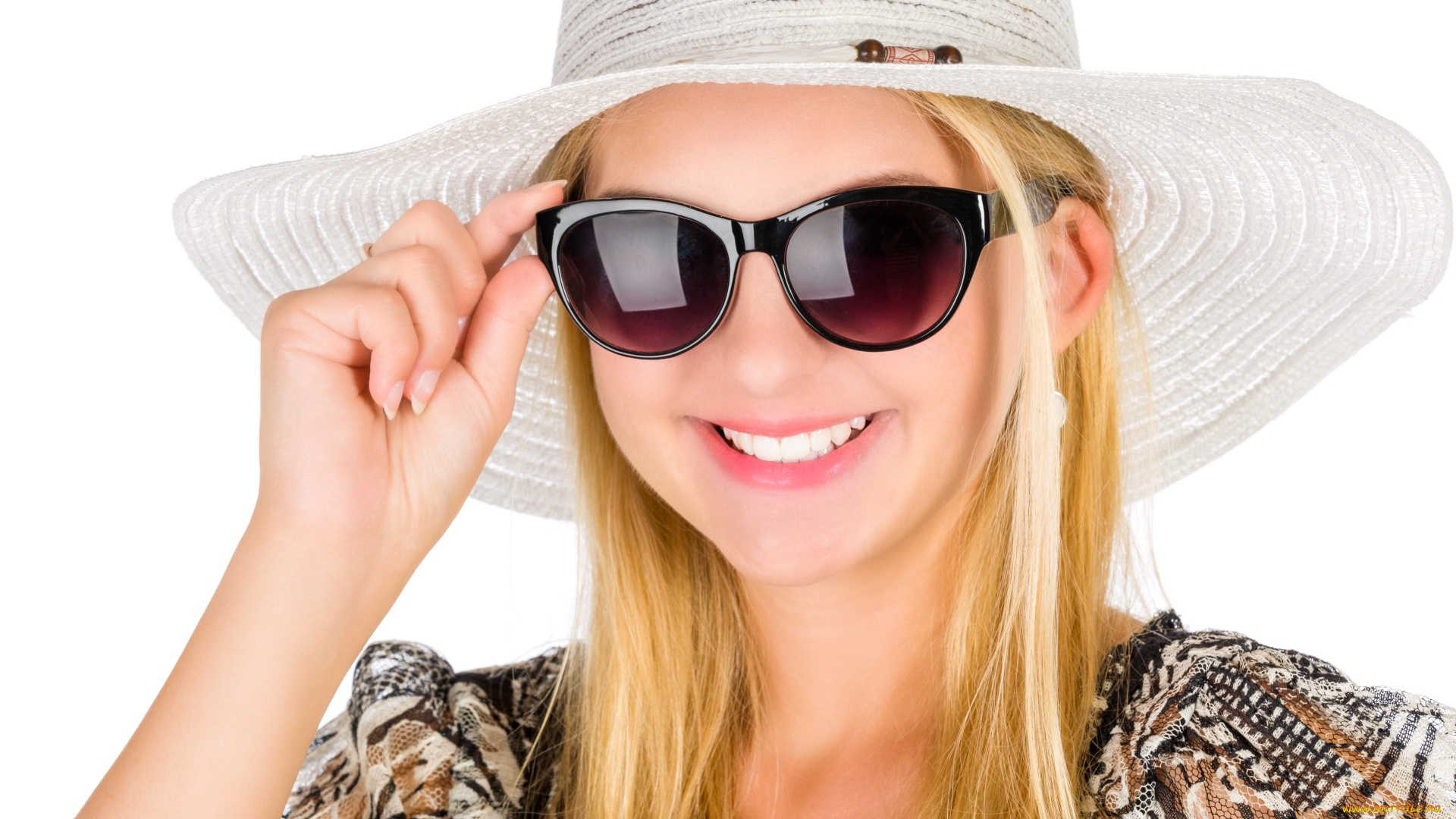 девушки, -, блондинки, , светловолосые, блондинка, улыбка, шляпа, очки