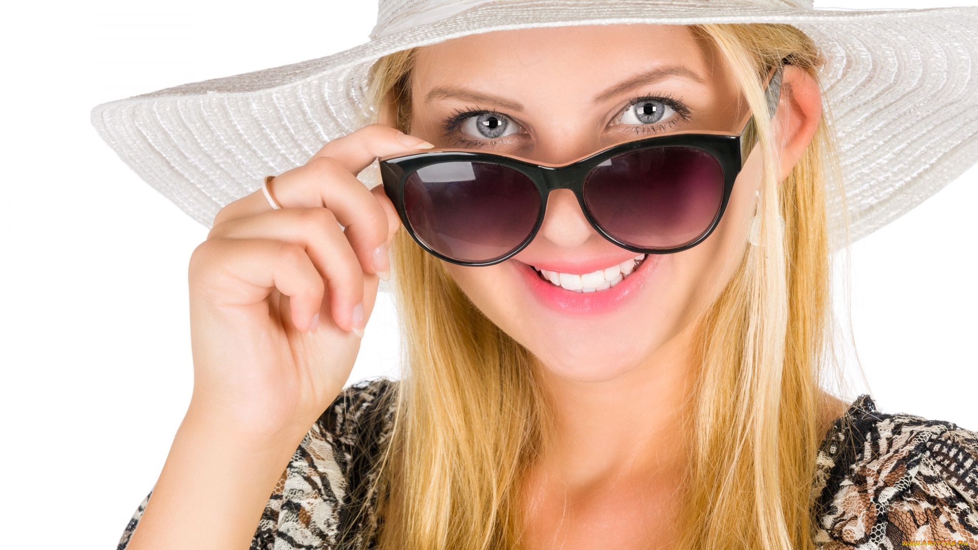 девушки, -, блондинки, , светловолосые, блондинка, улыбка, шляпа, очки