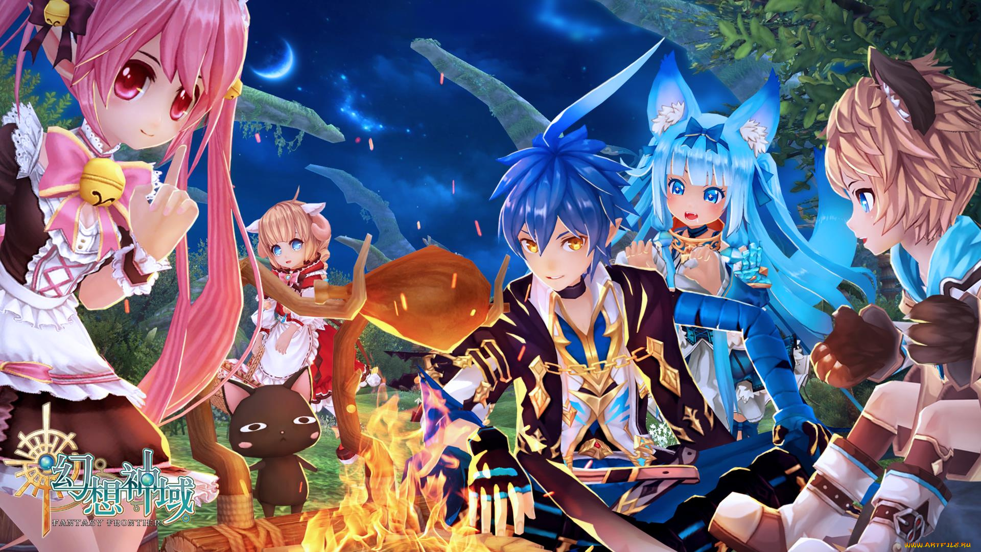 видео, игры, aura, kingdom, персонажи, костер