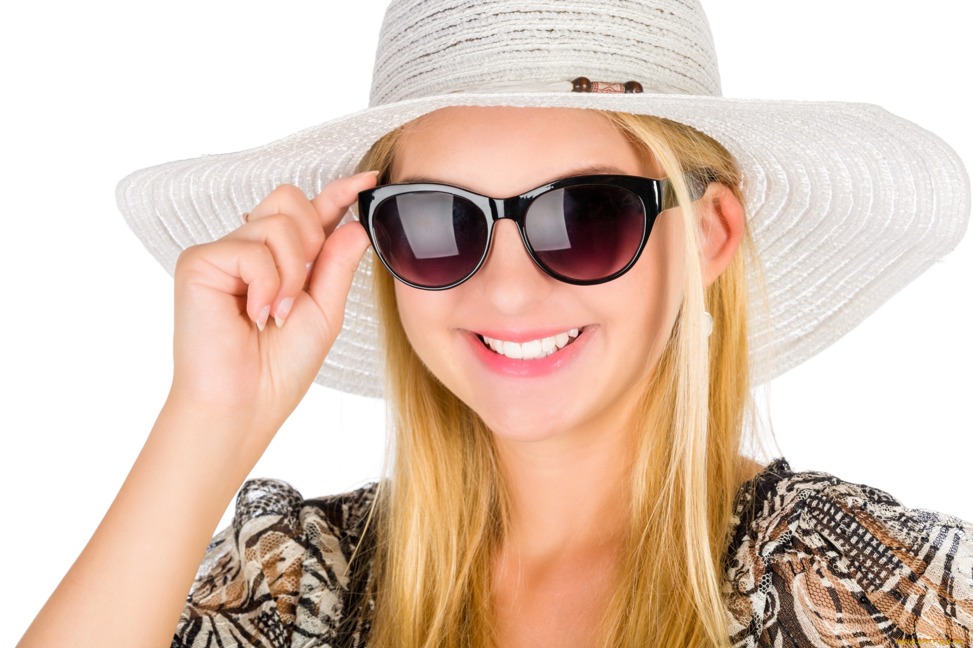 девушки, -, блондинки, , светловолосые, блондинка, улыбка, шляпа, очки