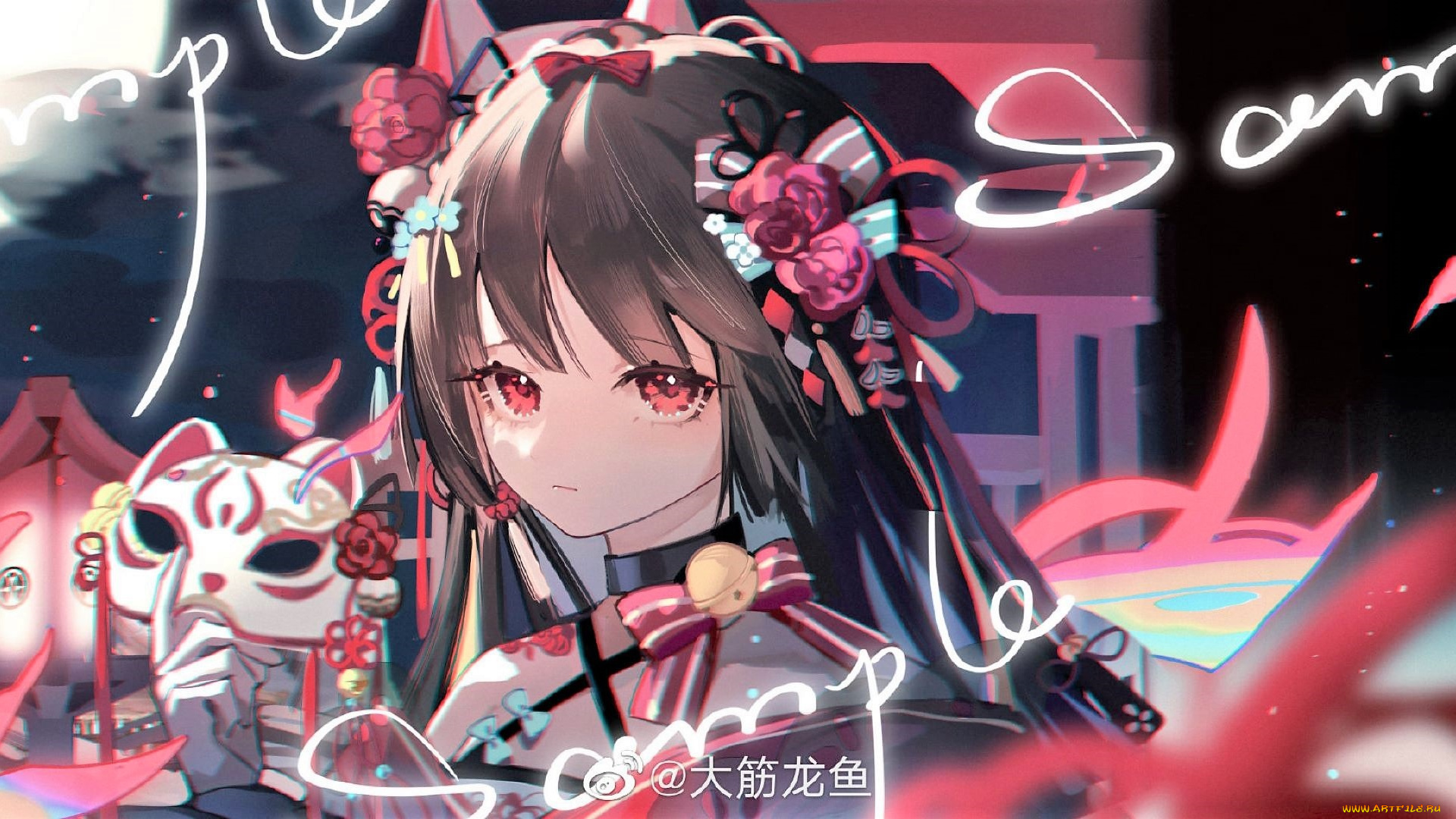 аниме, unknown, , другое, , девочка, лицо, маска