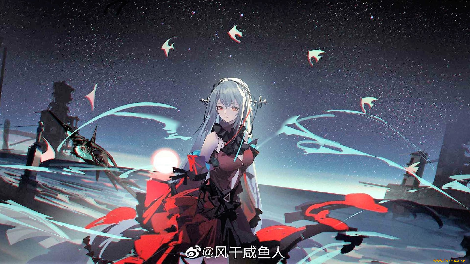 аниме, unknown, , другое, , девушка, магия, развалины