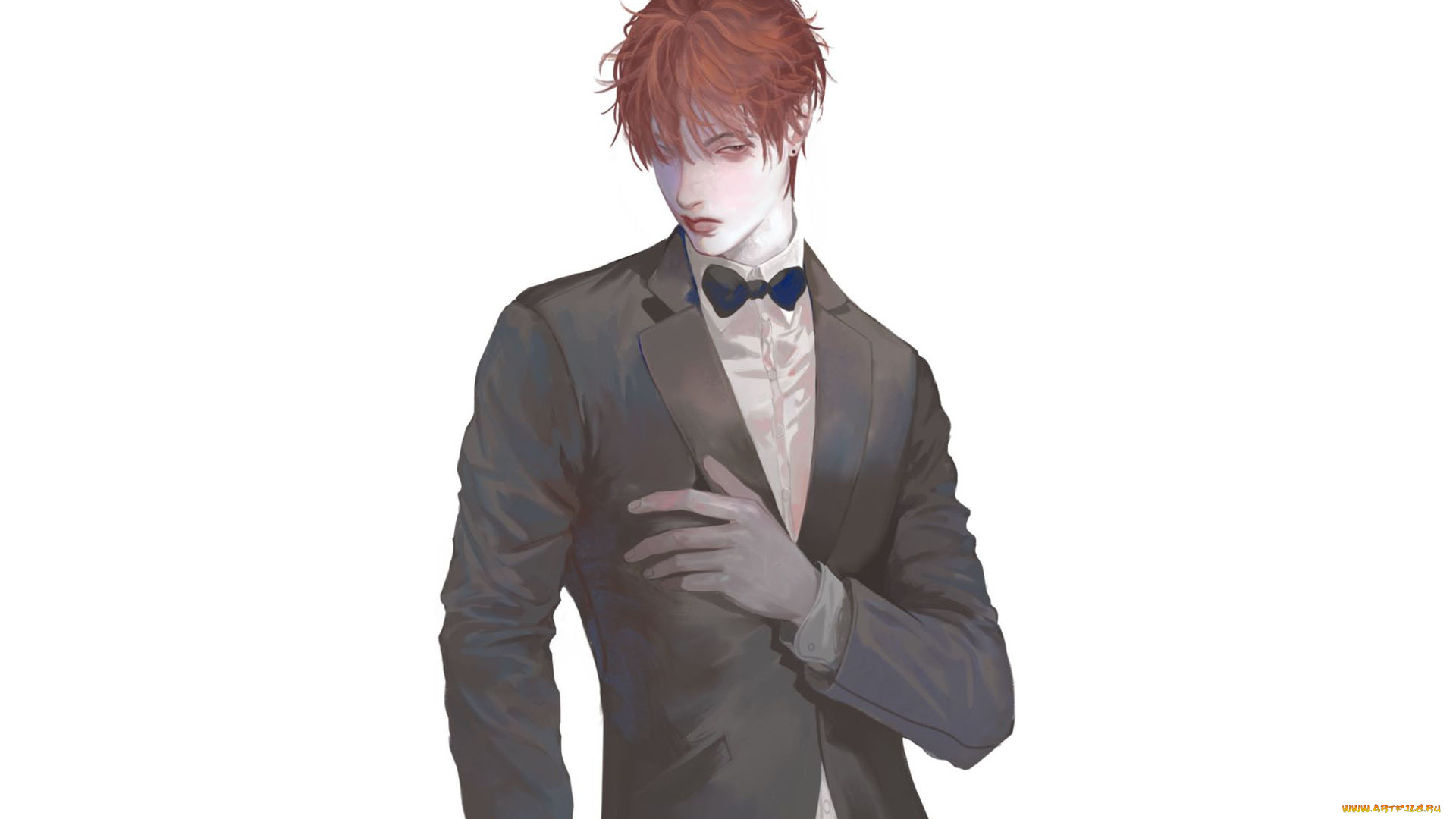 аниме, unknown, , другое, , парень, пиджак, бабочка