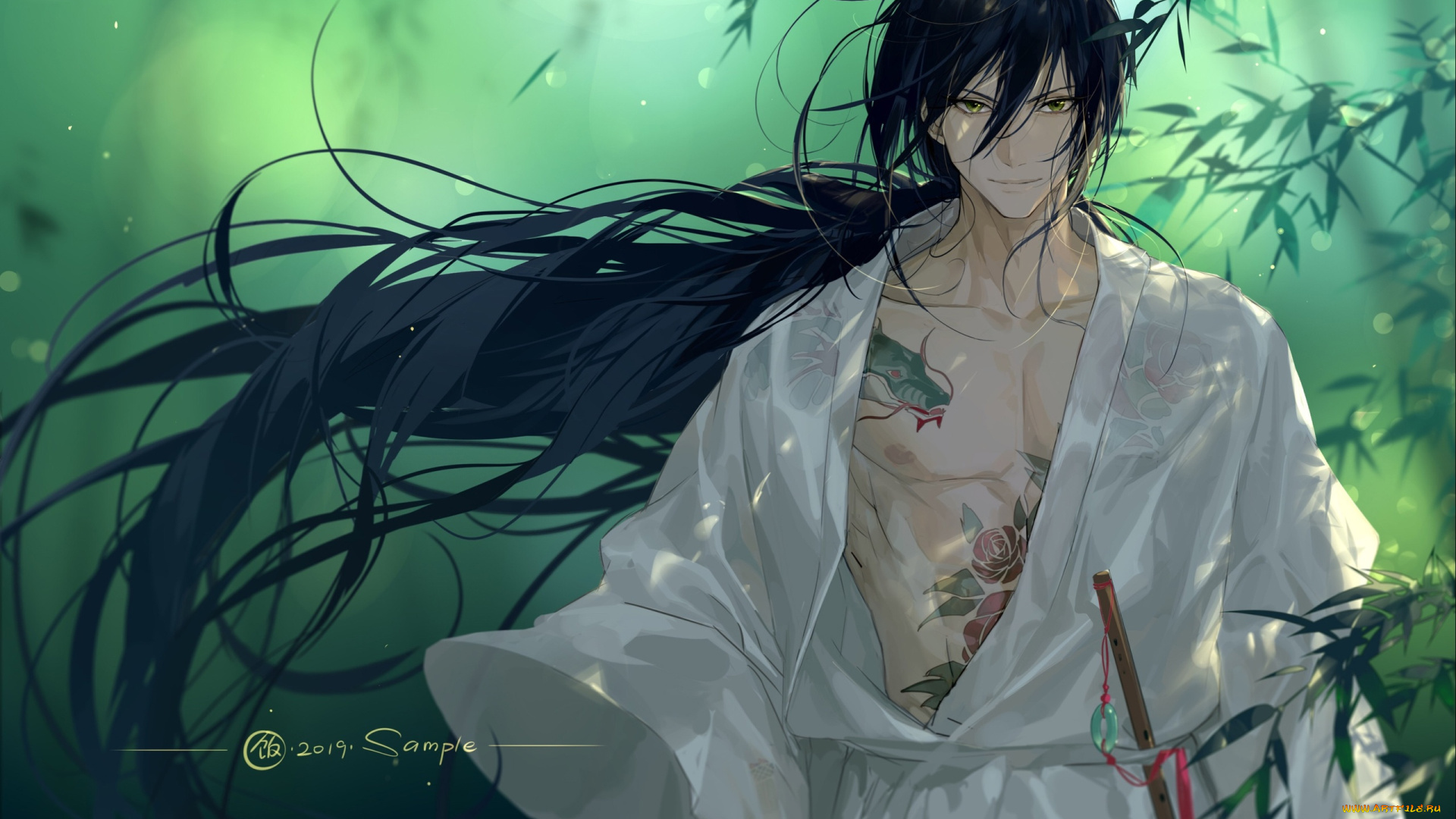 аниме, unknown, , другое, , парень, тату, флейта