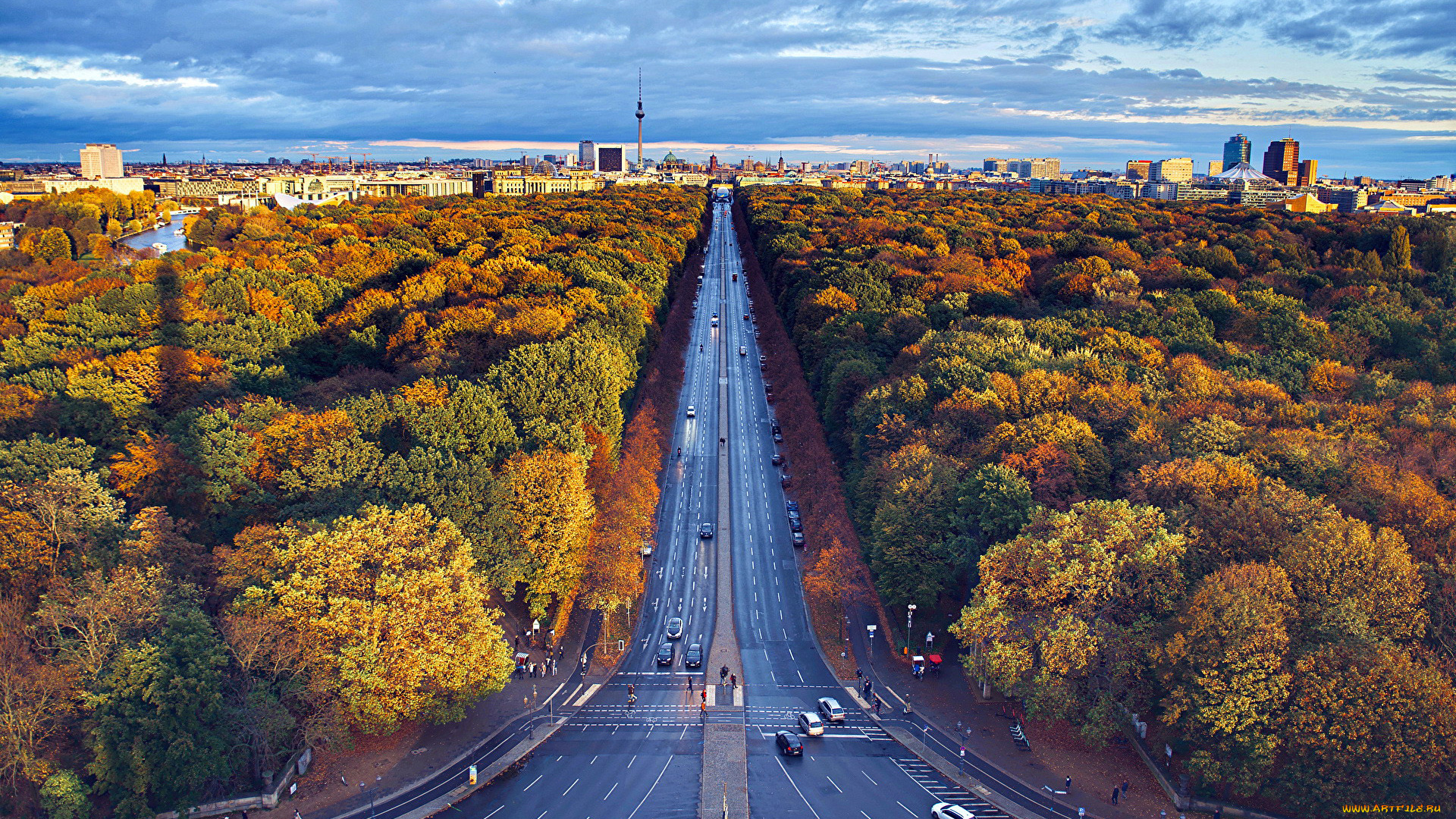 города, берлин, , германия, панорама, шоссе