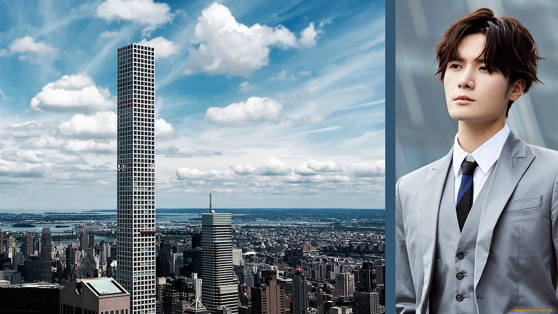 мужчины, liu, haikuan, актер, костюм, город, панорама