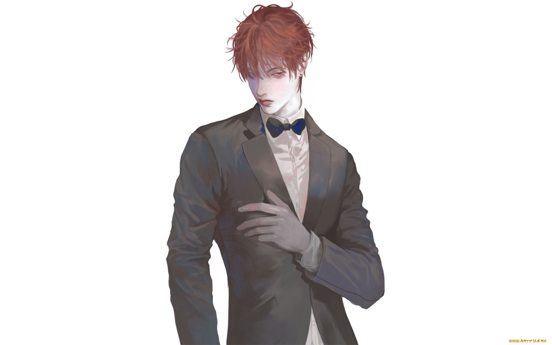 аниме, unknown, , другое, , парень, пиджак, бабочка