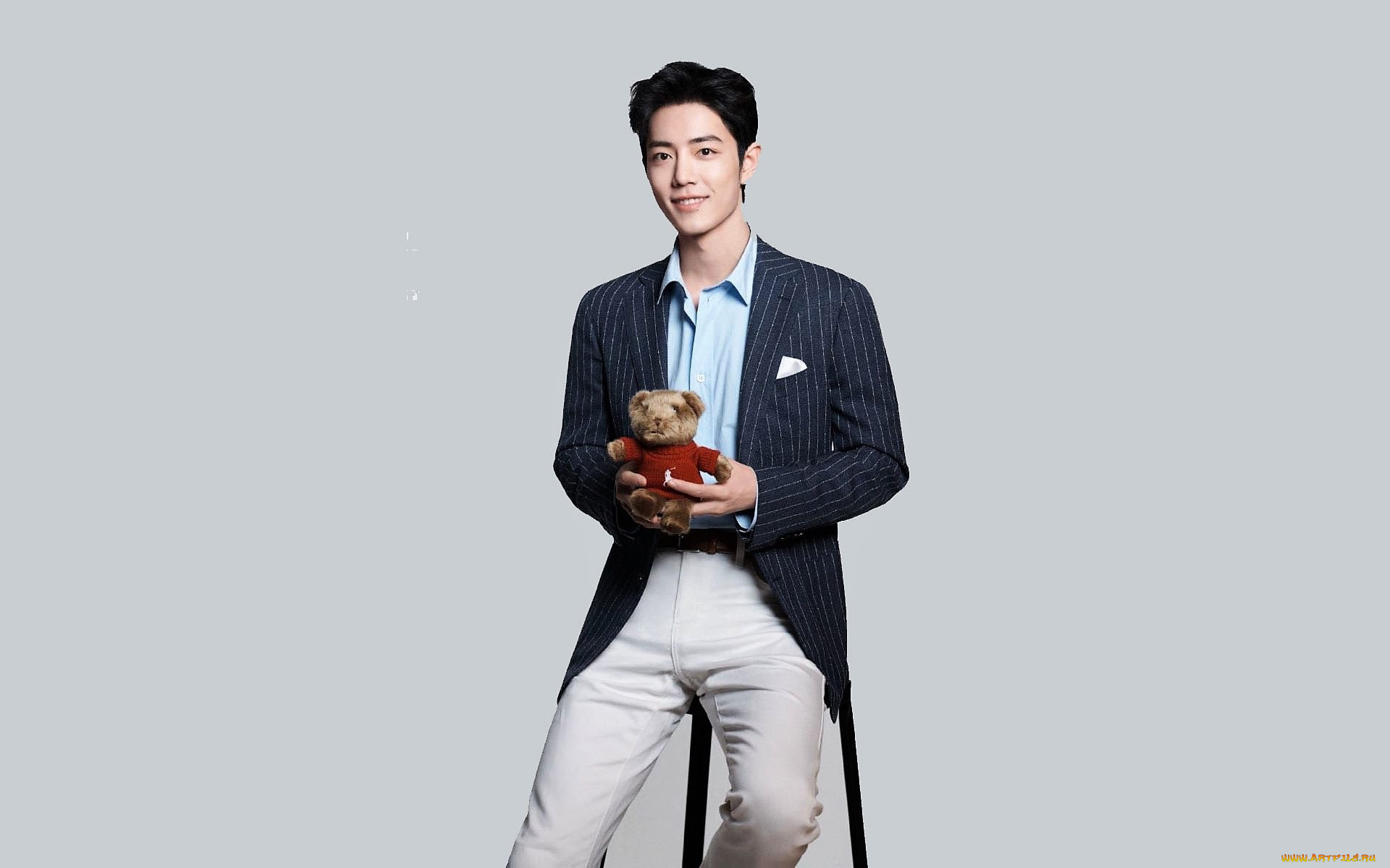 мужчины, xiao, zhan, актер, пиджак, игрушка, табурет