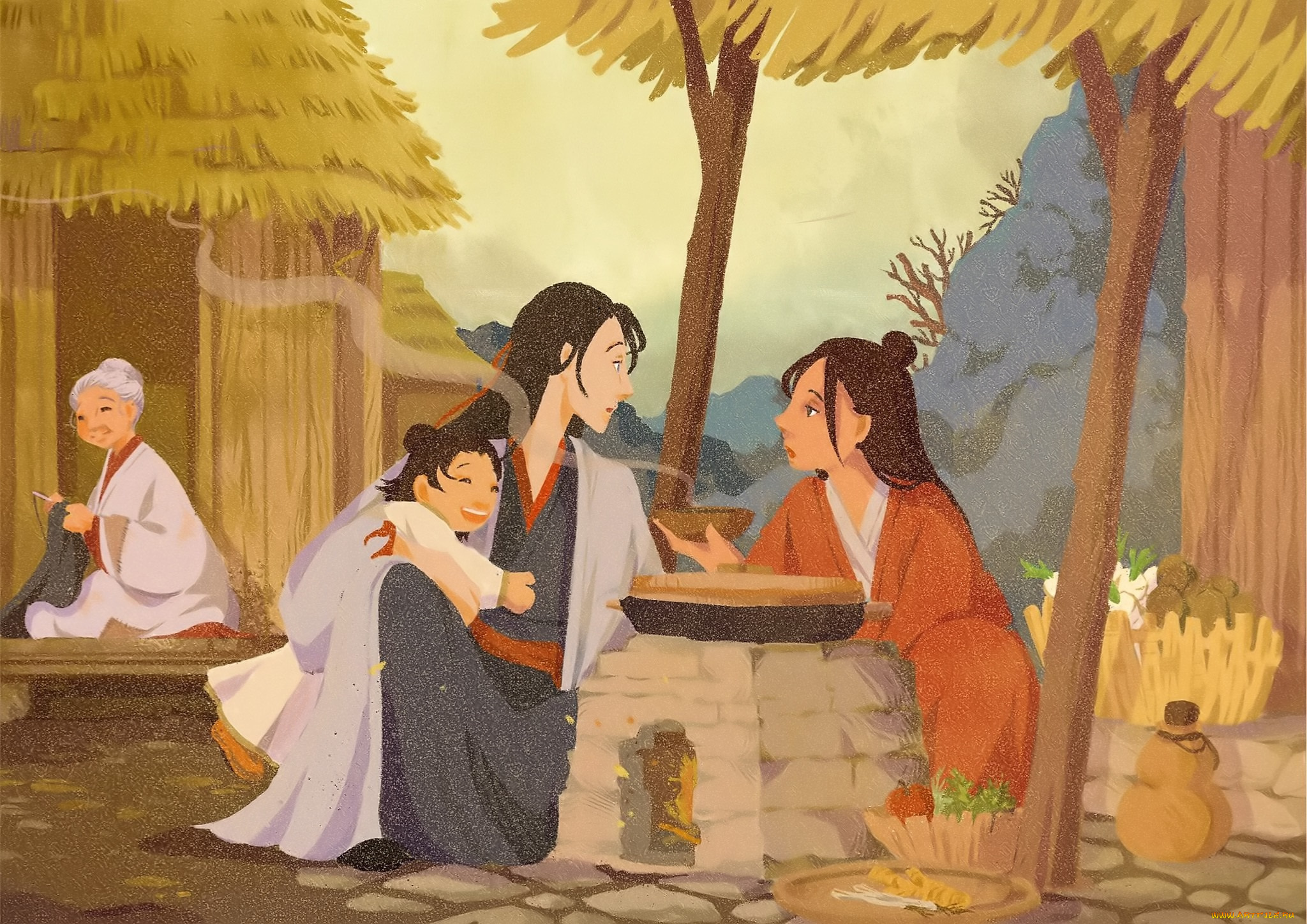 аниме, mo, dao, zu, shi, вэй, усянь, а-юань, вэнь, цинь, бабушка