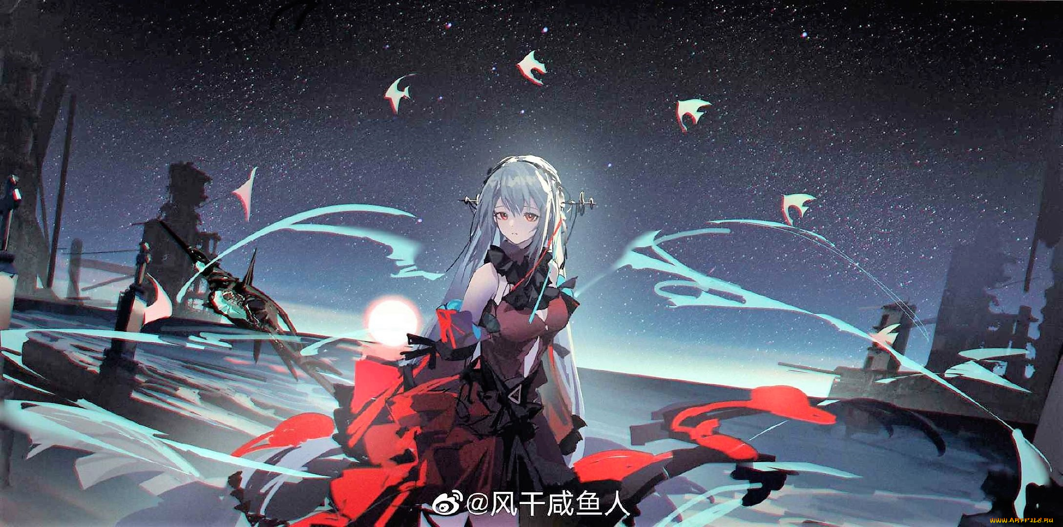 аниме, unknown, , другое, , девушка, магия, развалины