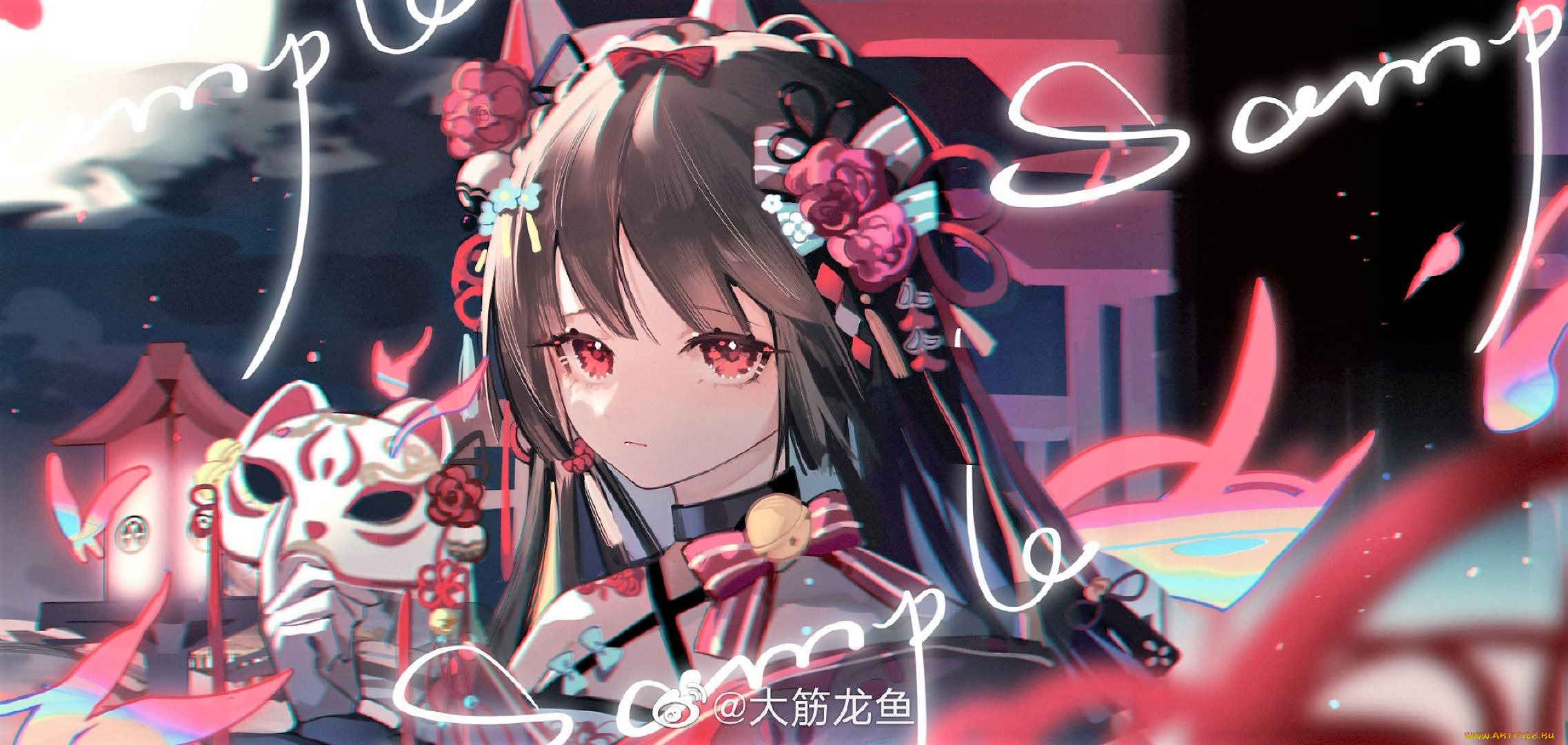 аниме, unknown, , другое, , девочка, лицо, маска