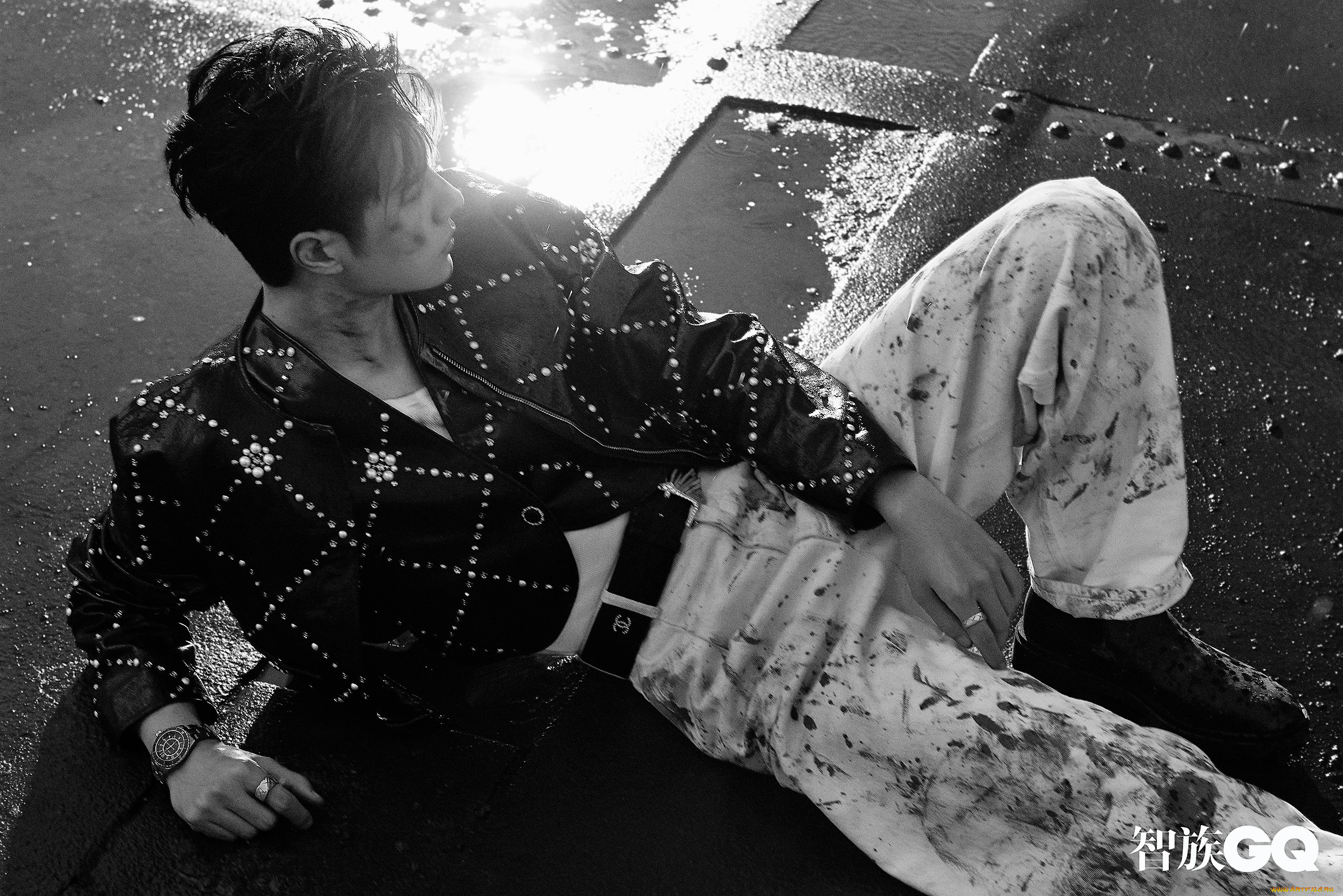 мужчины, wang, yi, bo, актер, певец, грязь, лужи