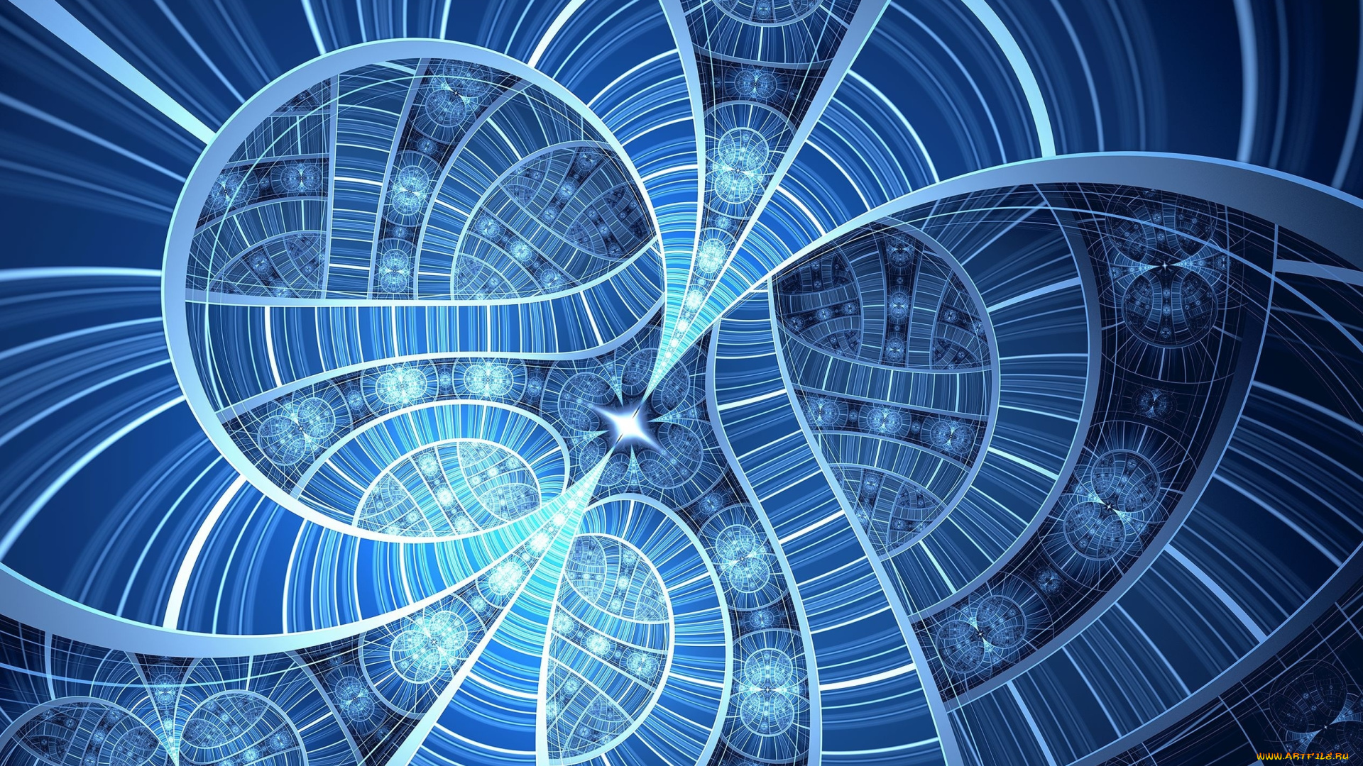 3д, графика, абстракция, , abstract, синий, голубой, орнамент