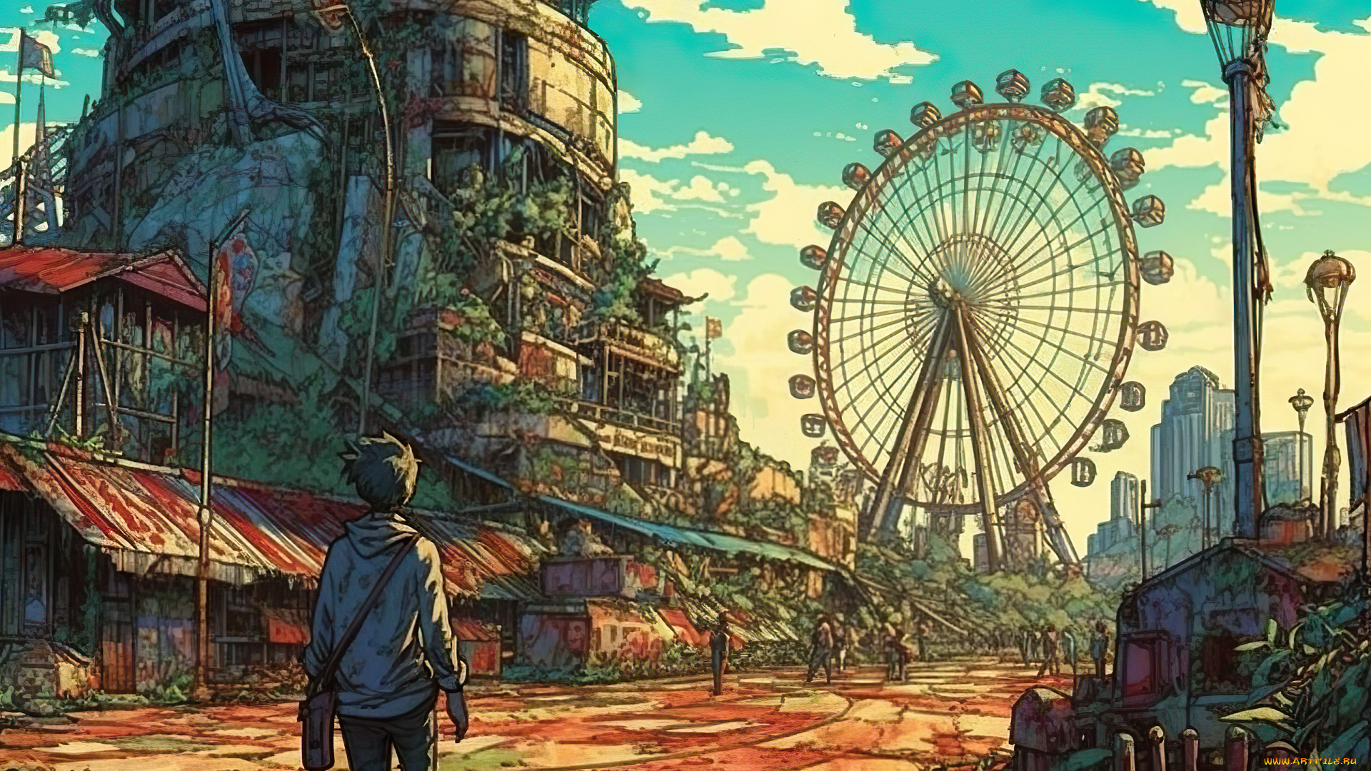 аниме, город, , улицы, , интерьер, , здания