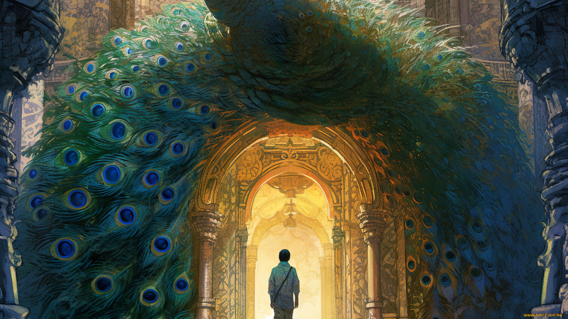 аниме, животные, , существа, павлин