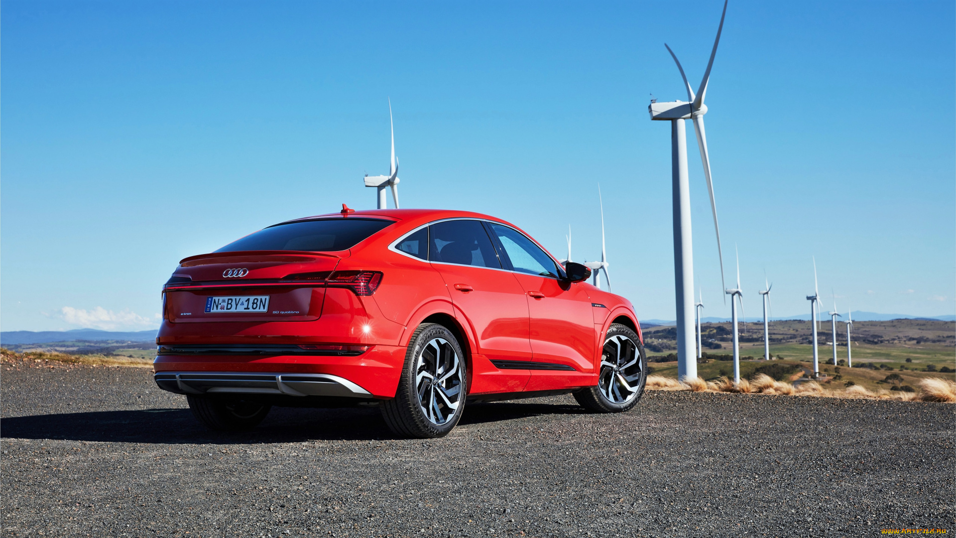audi, e-tron, 50, quattro, sportback, s, line, автомобили, audi, красный, ветрогенераторы