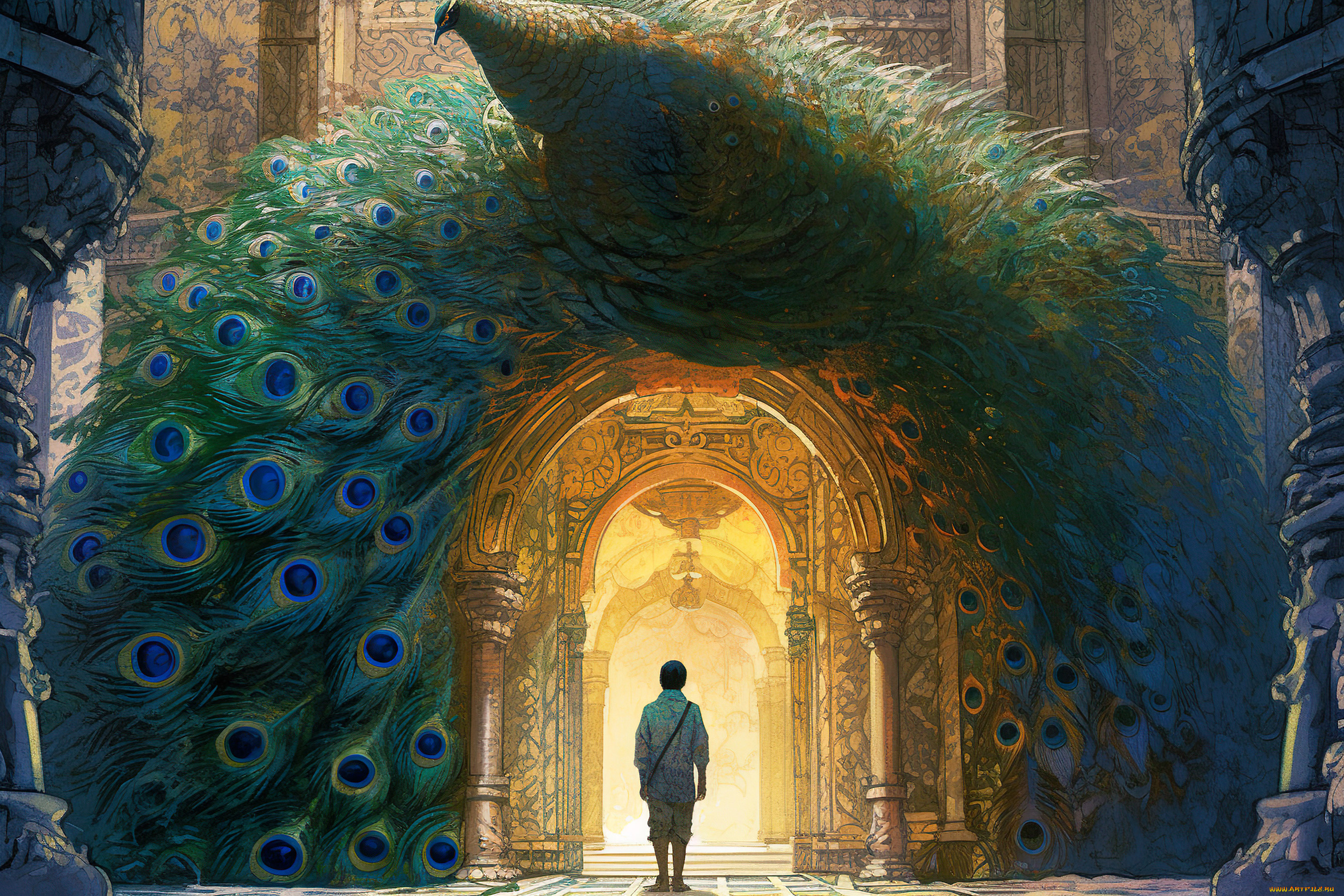 аниме, животные, , существа, павлин