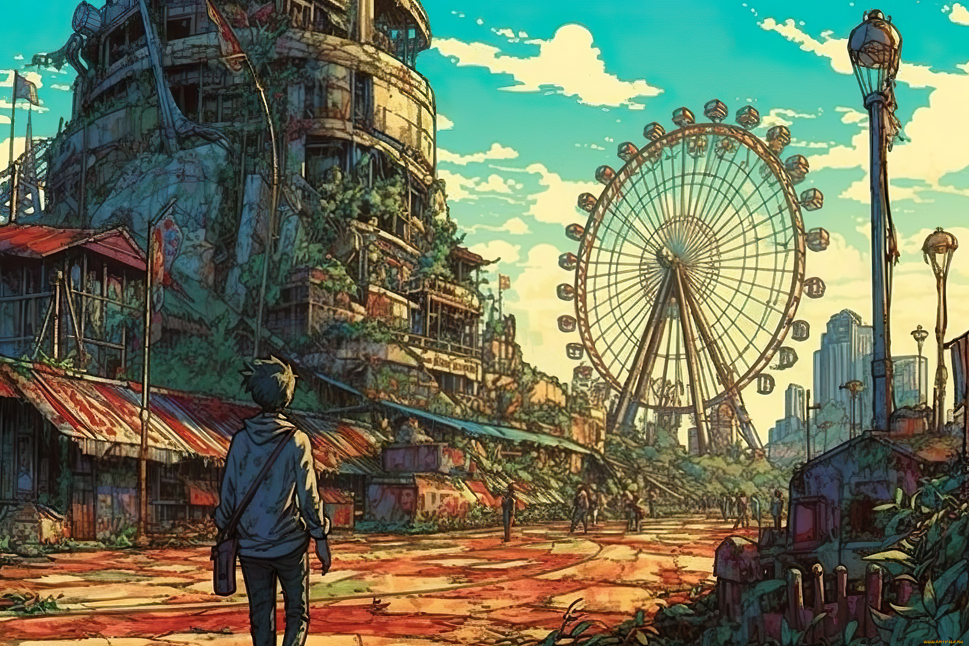 аниме, город, , улицы, , интерьер, , здания